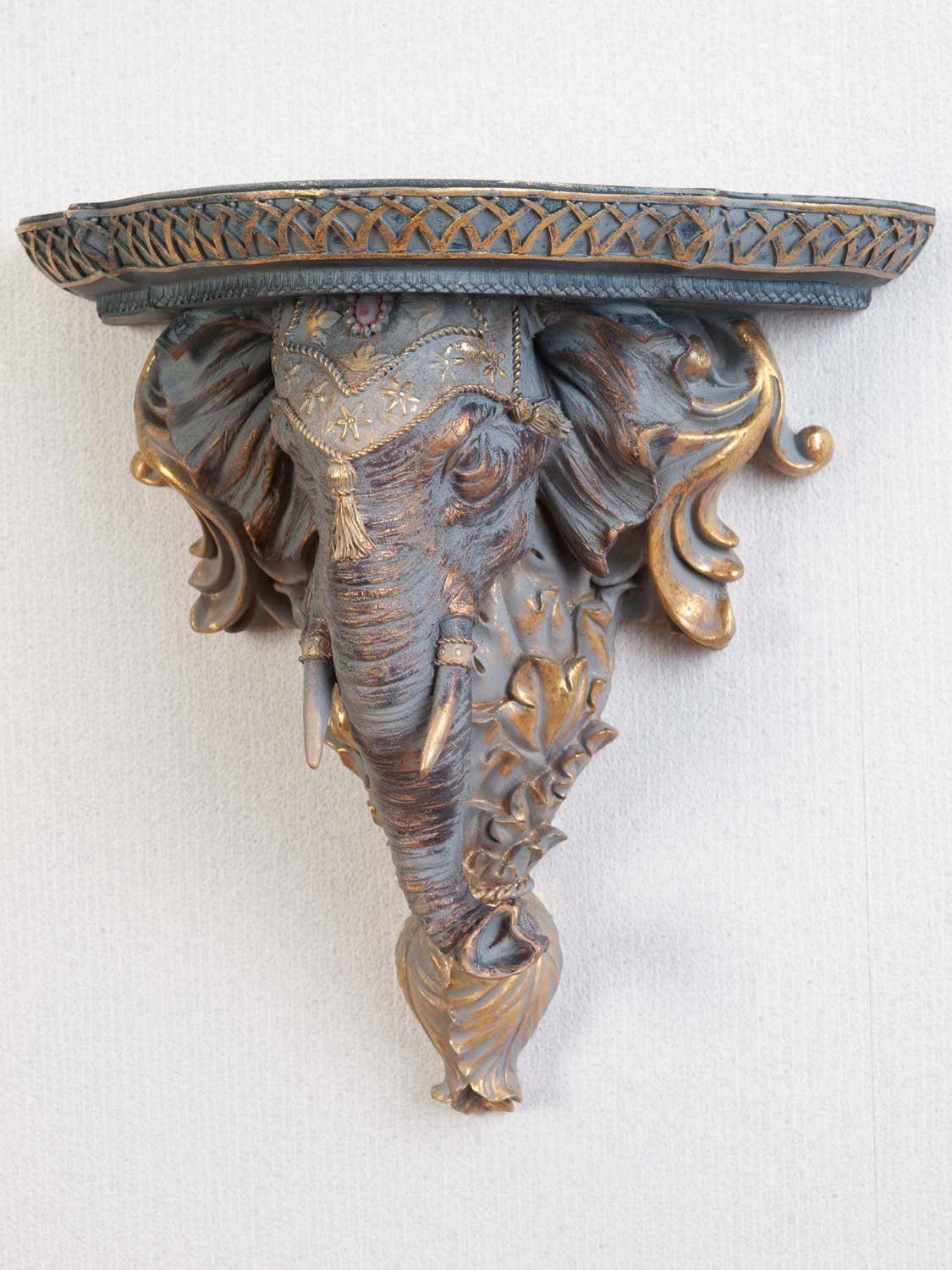 antik Ablage Konsole Wandregal Aubaho Konsole Afrik im Regal Elefant Wandkonsole Stil