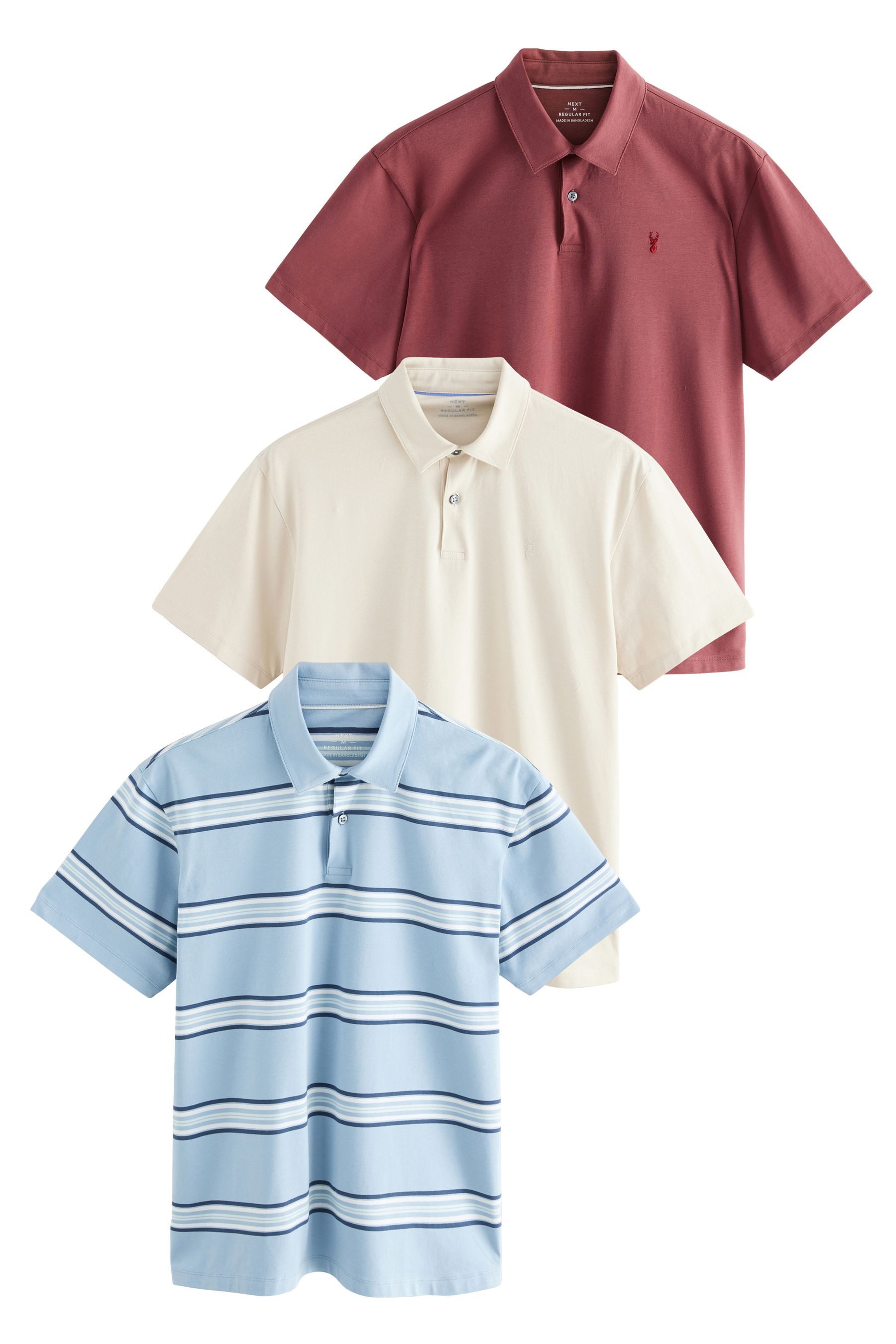 Next Poloshirt Regular Fit Kurzarm-Poloshirts, 3er-Pack (3-tlg) günstig online kaufen