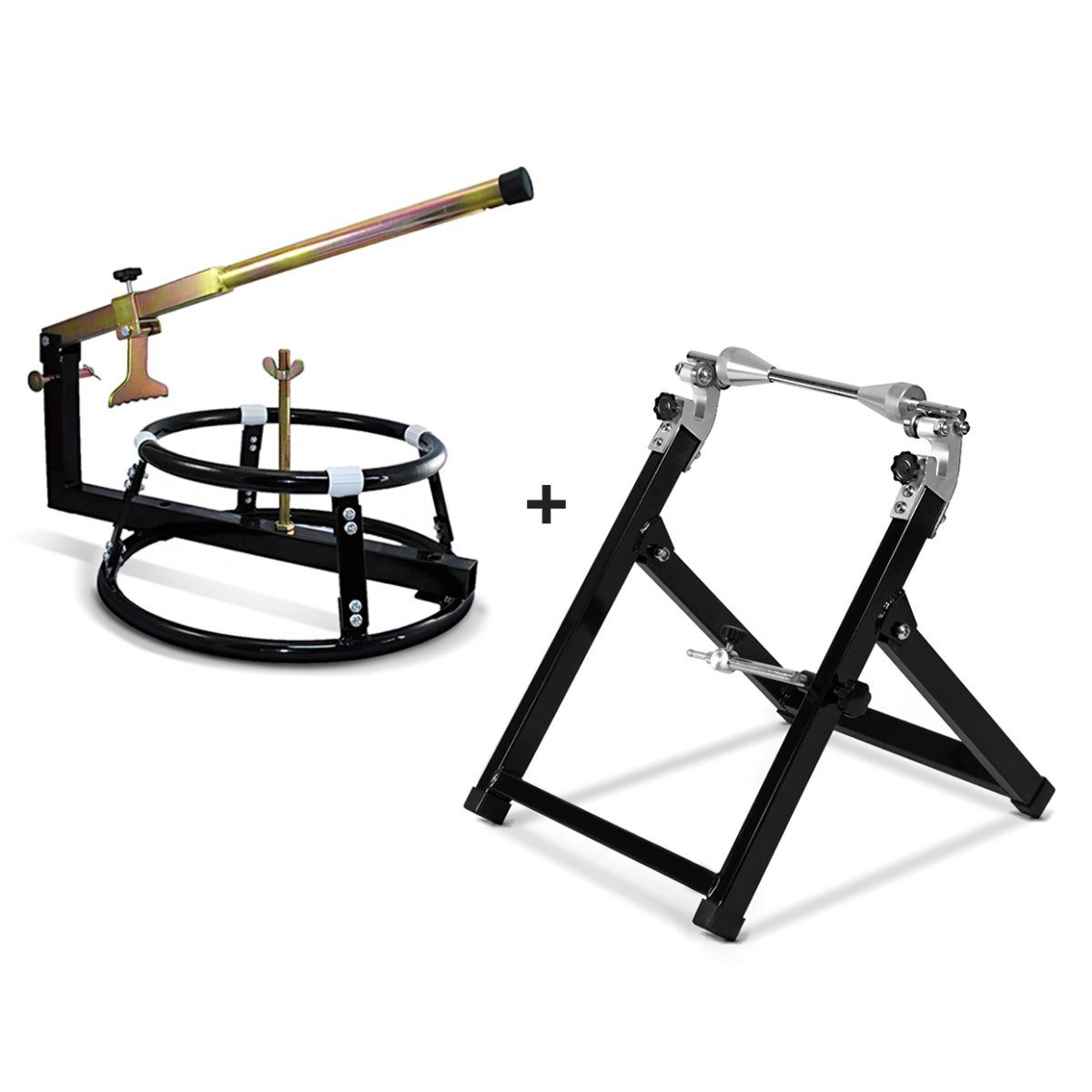 ConStands Reifenmontagemaschine Motorrad Reifenmontiergerät + Wuchtbock Set WO-1 + WU-2 # sw