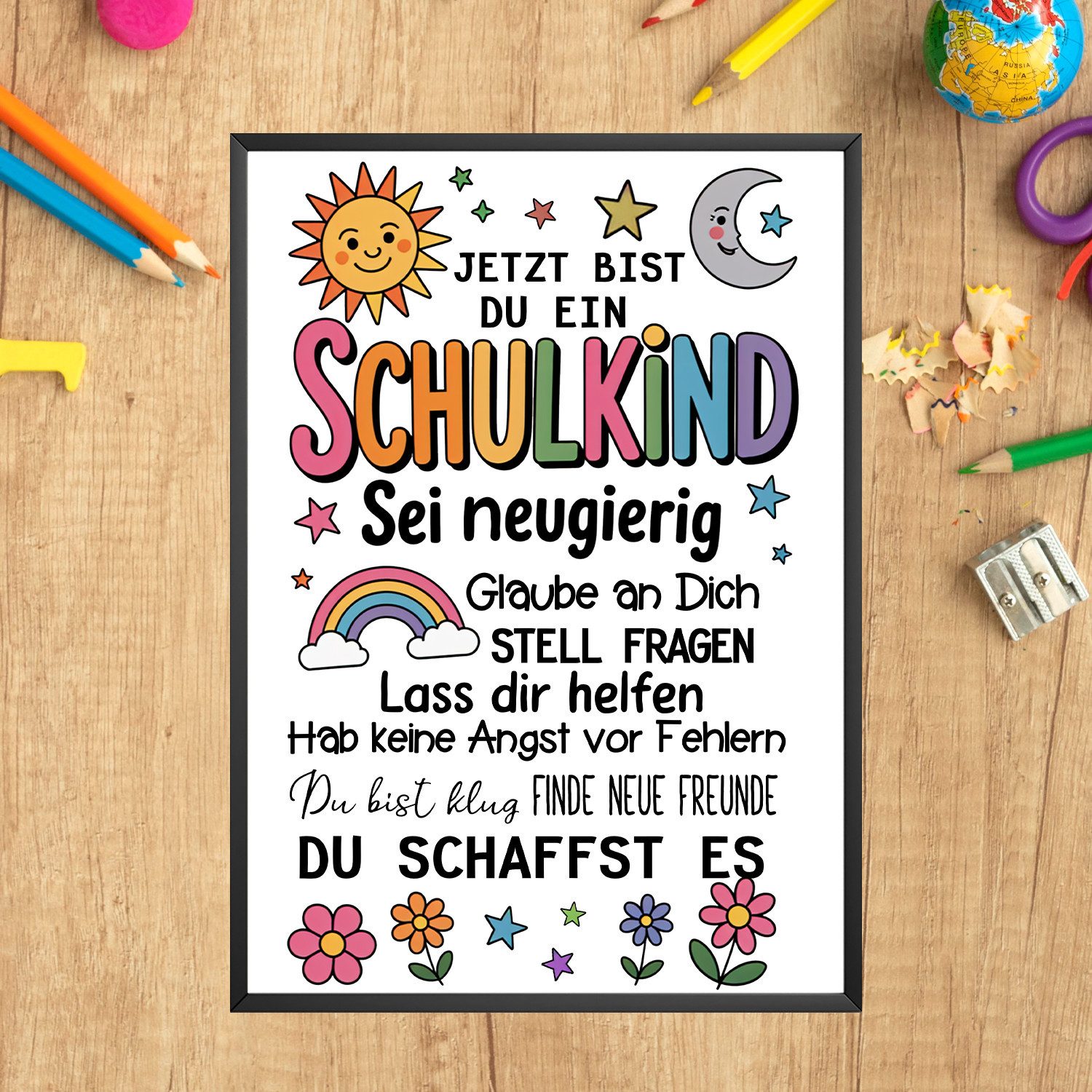 Tigerlino Poster Glückwunschkarte Schulkind Karte Einschulung Schulanfang 1. Klasse – Bild 2 von 5