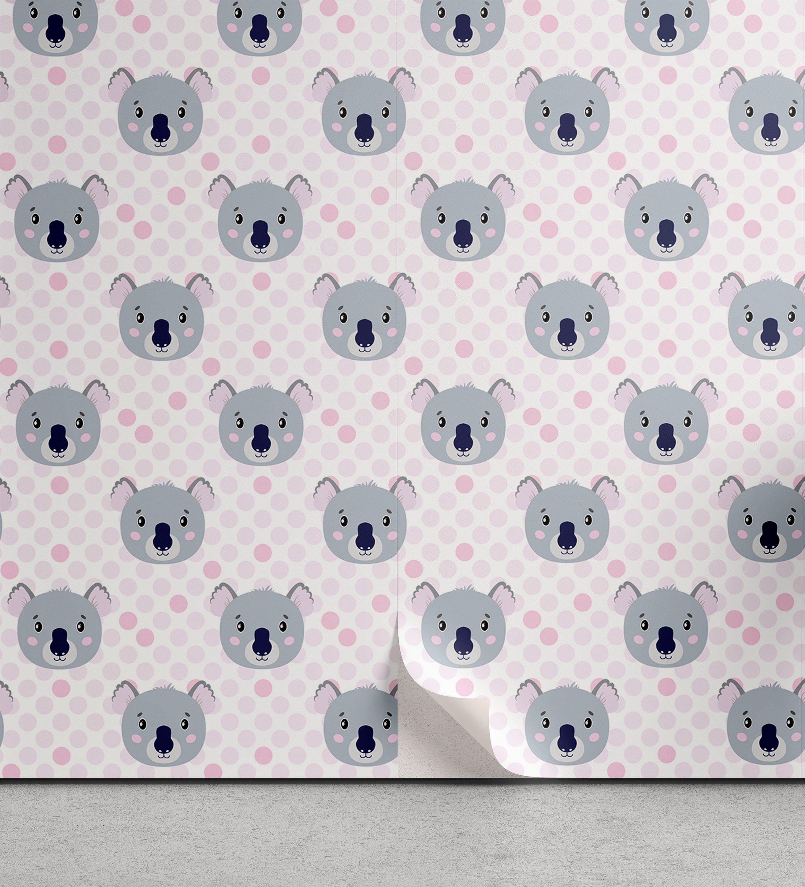 Abakuhaus Vinyltapete selbstklebendes Wohnzimmer Küchenakzent, Kinderzimmer Koala Gesichter und Polka Dots