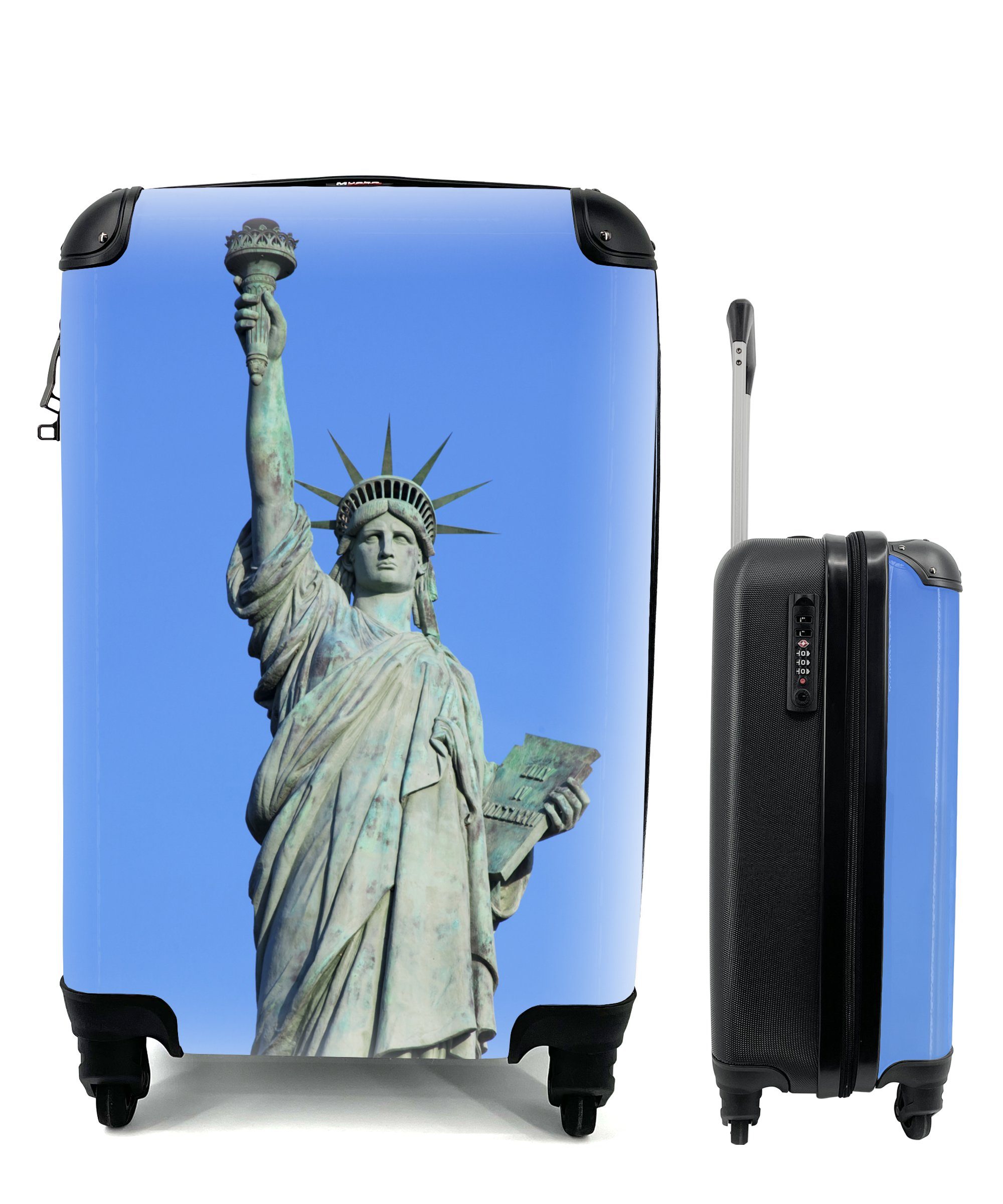 MuchoWow Handgepäckkoffer Amerika - Freiheitsstatue - New York, 4 Rollen, Reisetasche mit rollen, Handgepäck für Ferien, Trolley, Reisekoffer | Handgepäck-Koffer