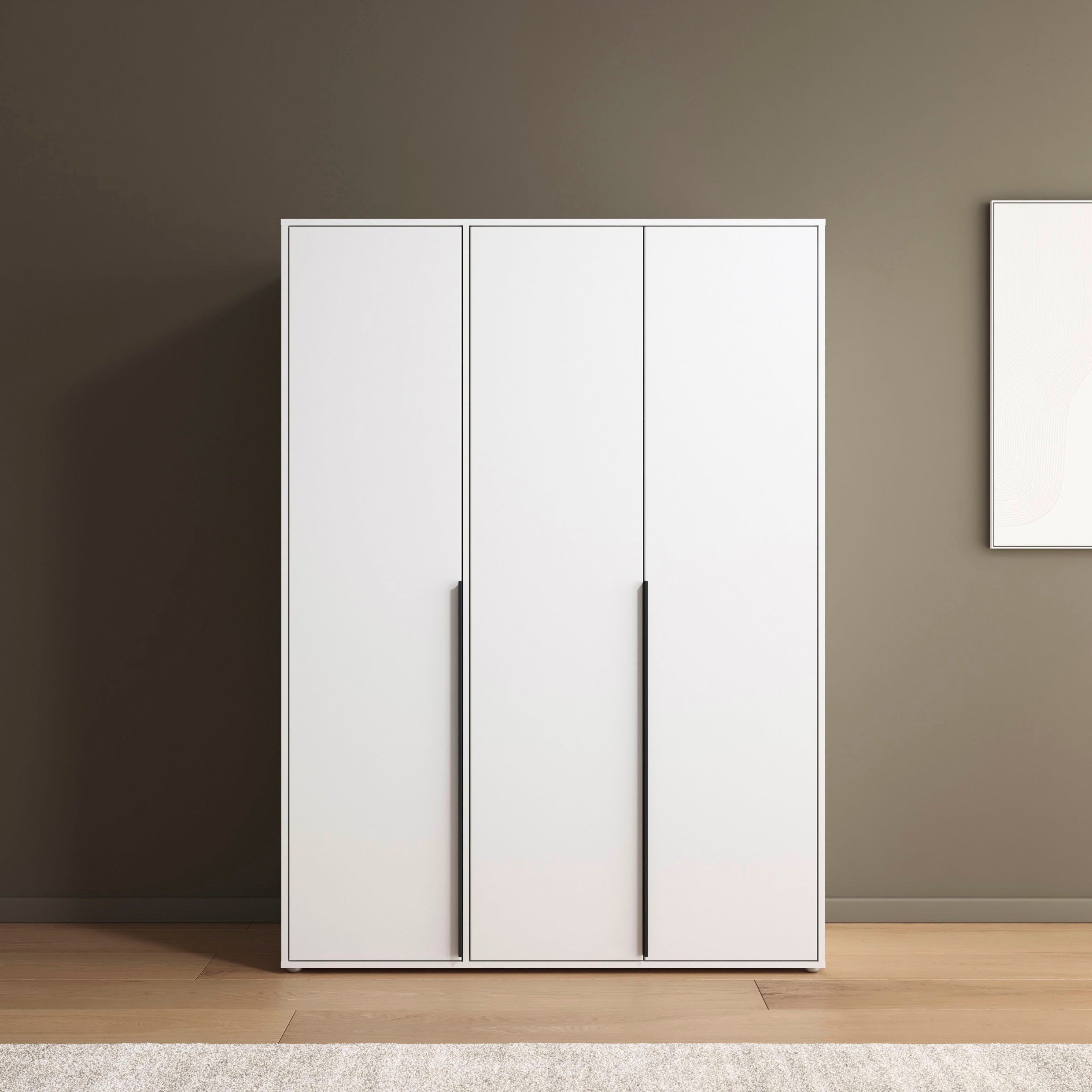rauch Drehtürenschrank Kleiderschrank Schrank Garderobe Wäscheschrank NAGATA viel Stauraum (in 3 verschiedenen Ausstattungen BASIC/CLASSIC/PREMIUM) mit modernen Stangengriffen in Graumetallic TOPSELLER MADE IN GERMANY