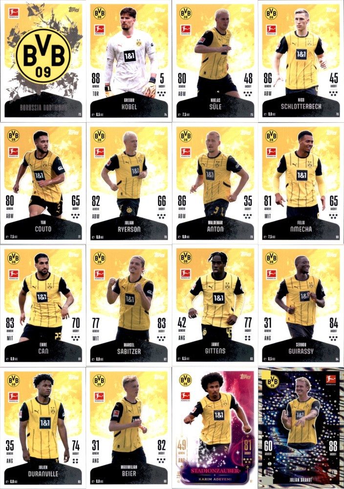 Topps Sammelkarte Match Attax Bundesliga 24/25 - Mannschaftspaket - Borussia Dortmund