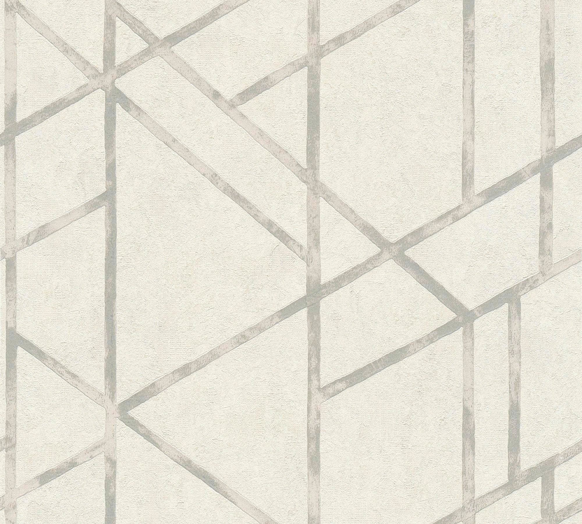 living walls Vliestapete Metropolitan Stories Francesca Milano grafisch, geometrisch, grafisch, Grafik Tapete Geometrisch Metallic altweiß/grau