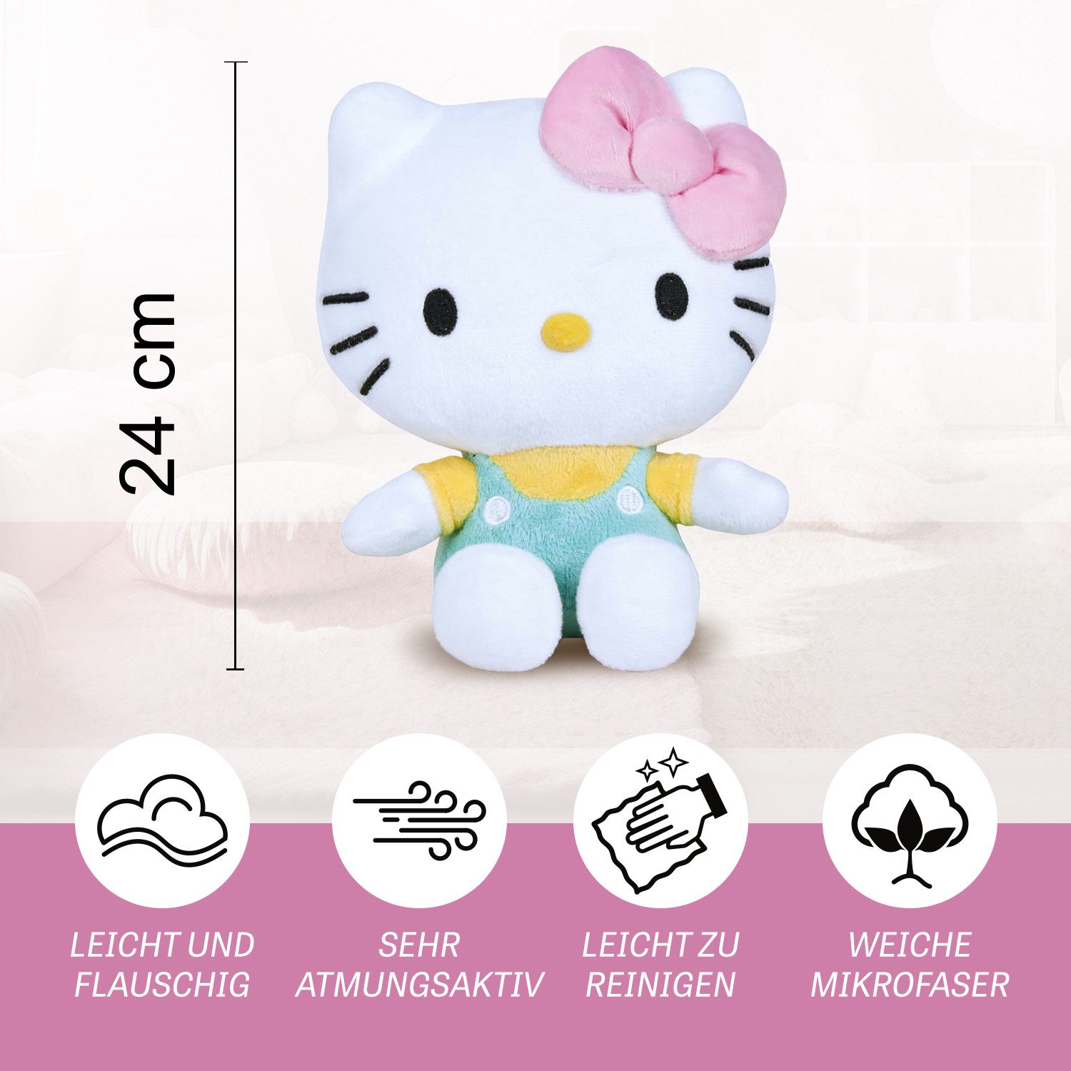 Play by Play Plüschfigur Hello Kitty Plüschtier - Icon T300 Türkis 24cm - Kuscheltier