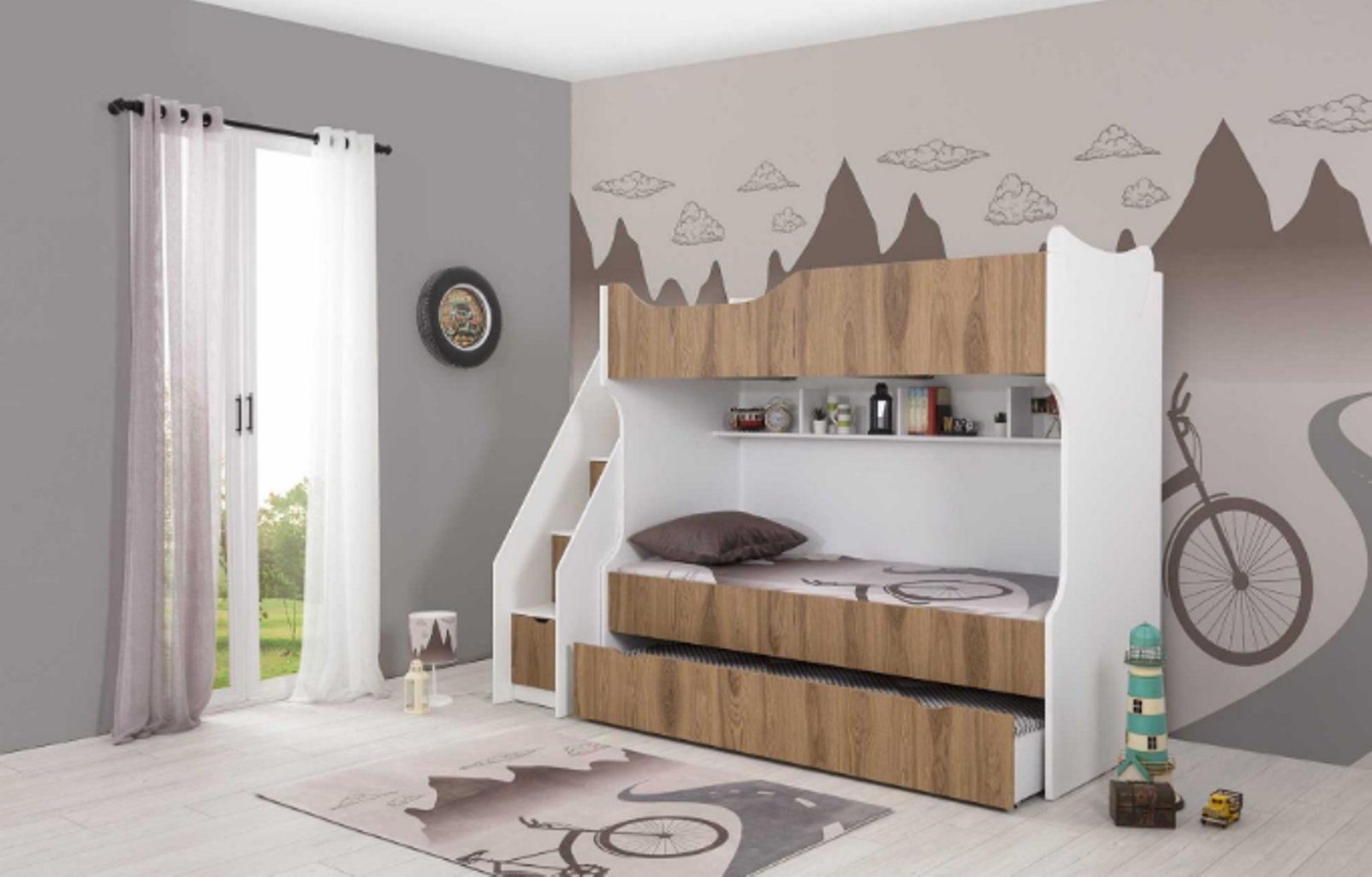 JVmoebel Kinderbett Kinderbett Etagenbett Europa Made Moderne Garnitur Kinder Bett Kindermöbel in (1-tlg., Weiß Bett)