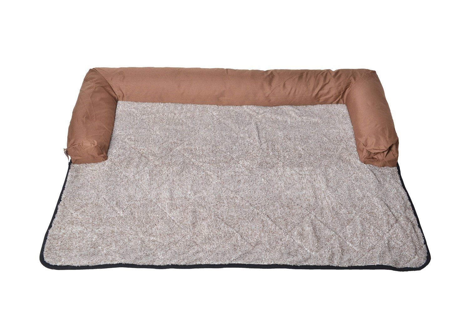 RAIKOU Hundematte Hundebett mit Lehne Waschbares Hundekissen mit Sofaschutz Hundesofa, 100 % Polyester(Teddy-Fleece), Weiches Teddy-Fleece Abnehmbarer Bezug