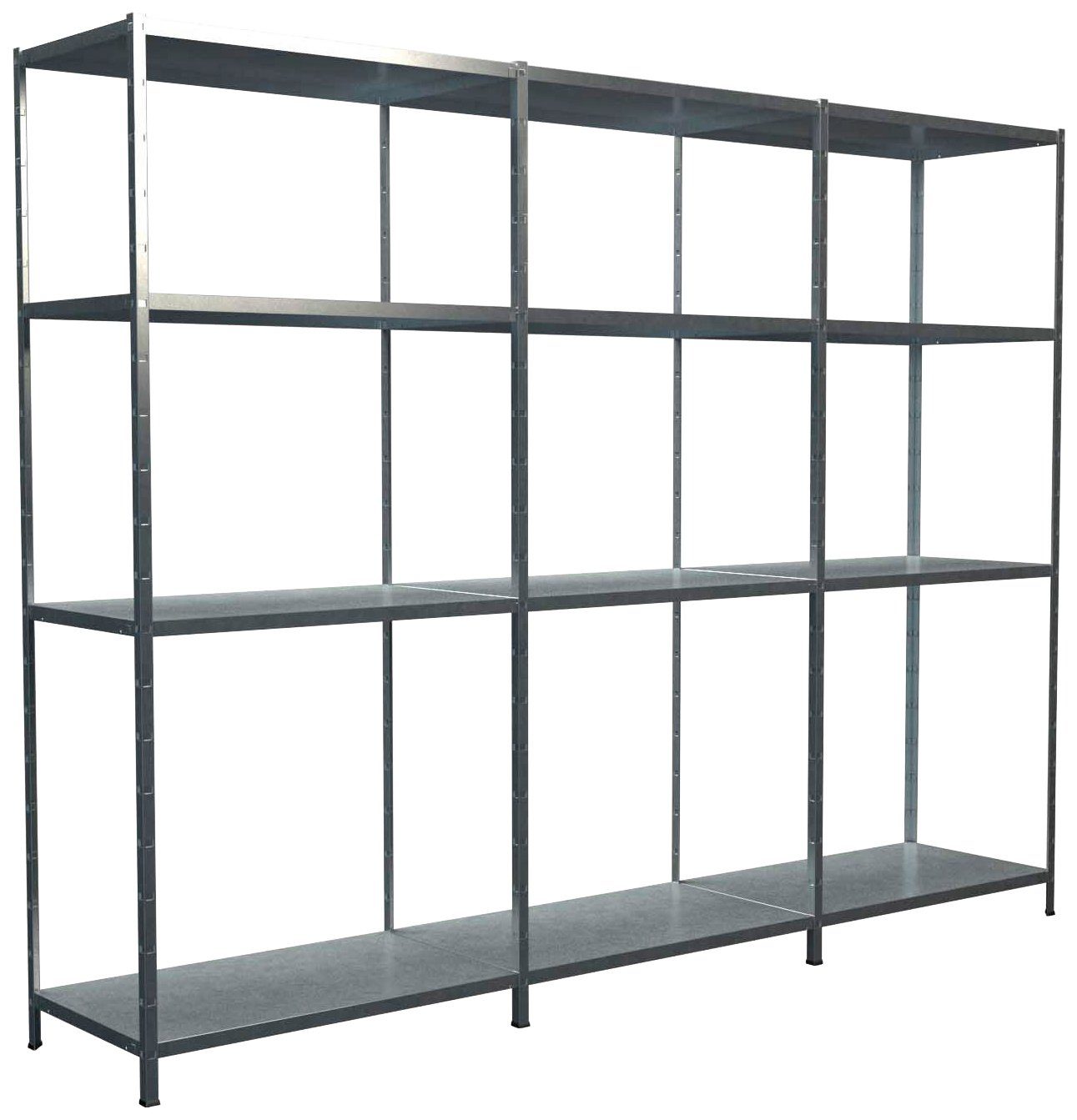 SCHULTE Regalwelt Steckregal Stecksystem Grund- und 2x Anbauregale, Metall verzinkt, 1800x3000x500 mm, 12 Böden | Steckregale