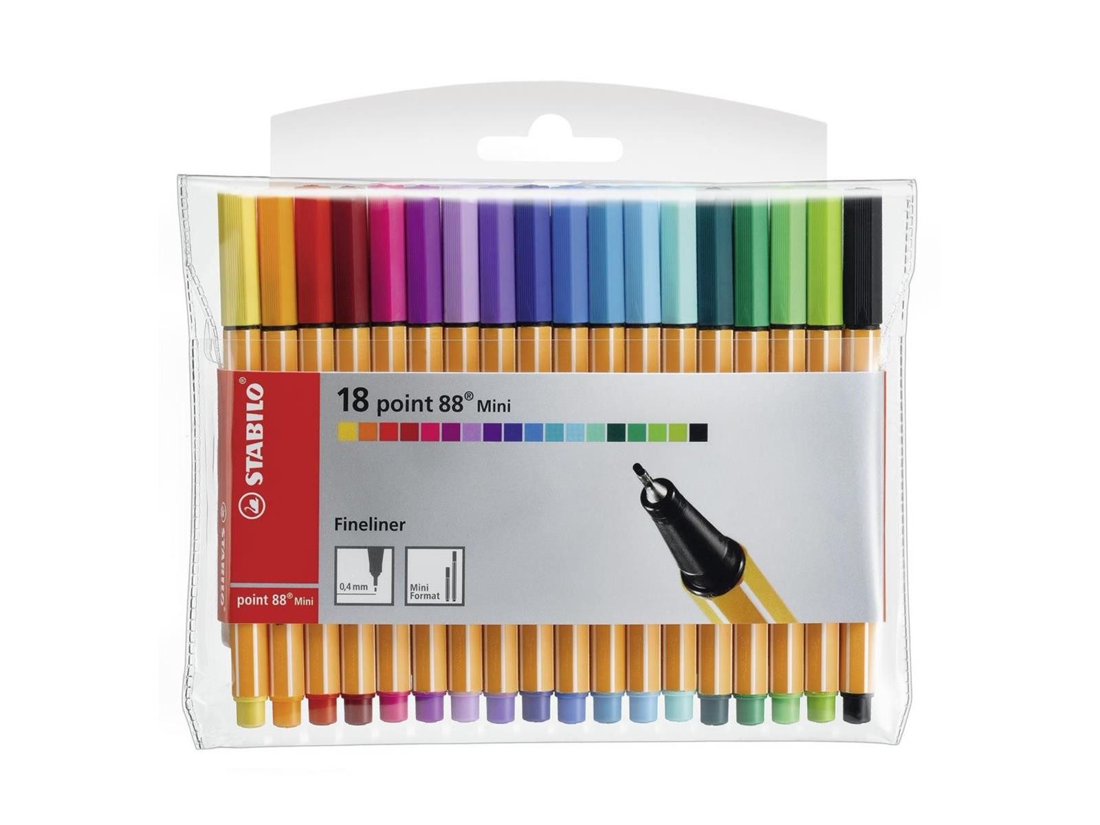 STABILO Fineliner STABILO point 88 Fineliner Mini - 0,4 mm - 18er Set