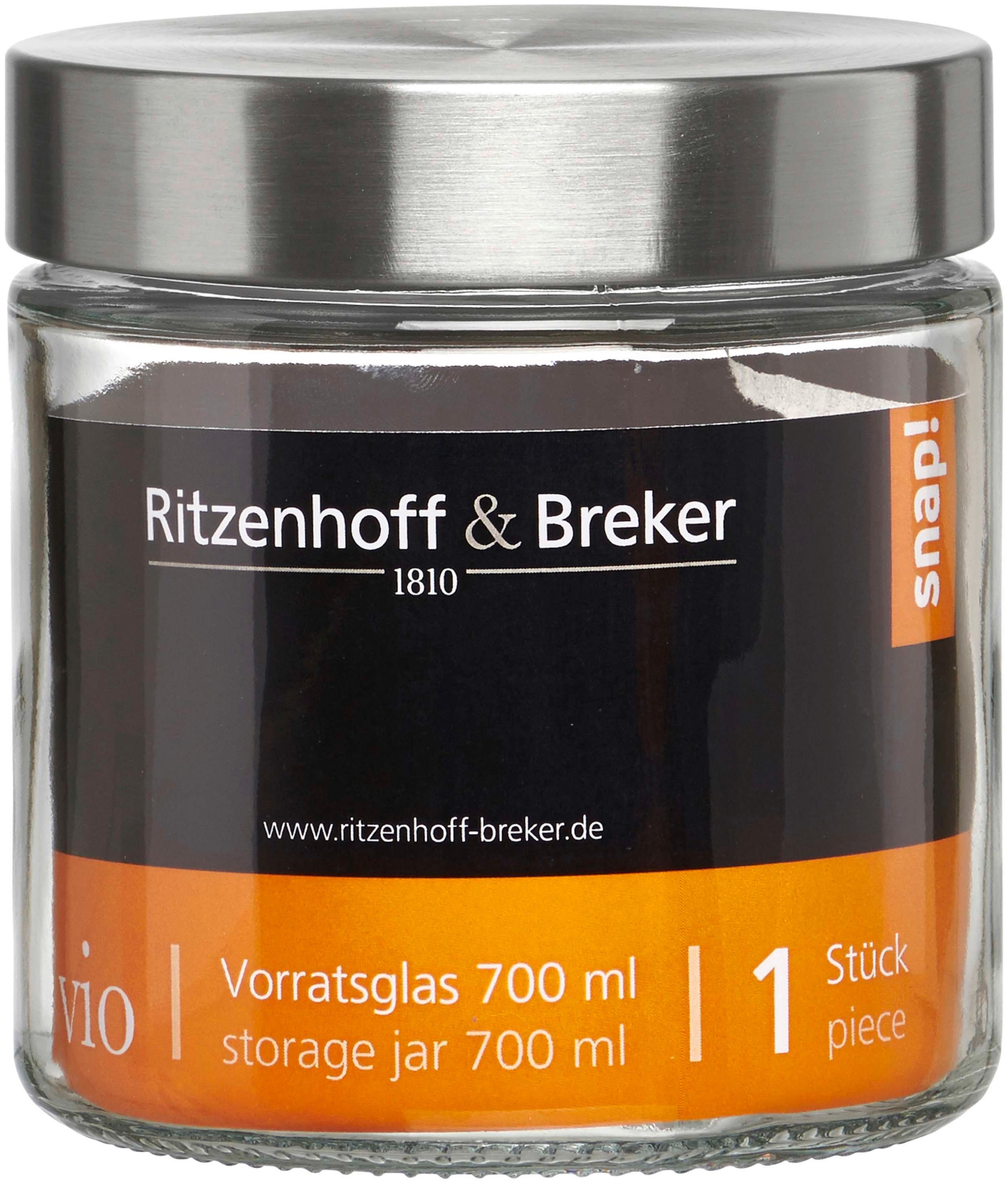 Ritzenhoff & Breker Vorratsdose Vio Vorratsglas rund glatt 700ml 812077, Glas