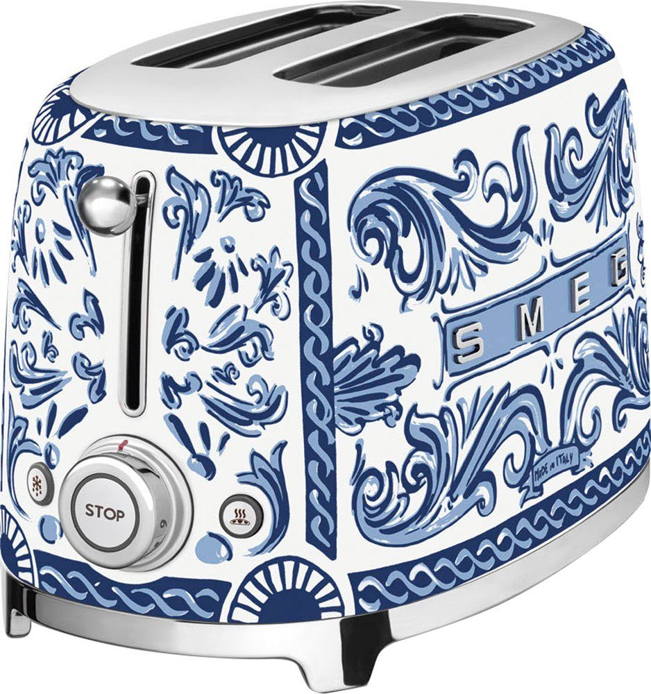 Dolce Smeg Mediterraneo 2 Toaster Scheiben, & für W, 2 Gabbana Blue TSF01DGBEU, Schlitze, 950