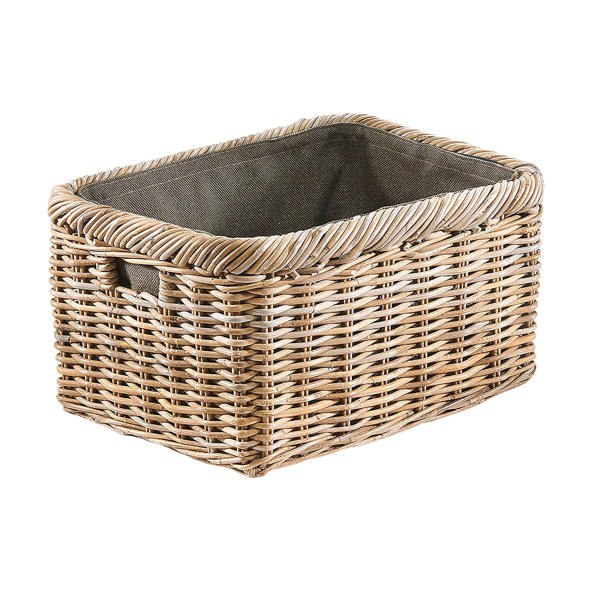 Kobolo Kaminholzkorb Holztrage Rattan grau mit günstig online kaufen