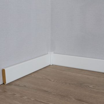 PROVISTON Sockelleiste MDF, 16 x 58 x 2500 mm, Weiß, Klick Fußleiste, MDF foliert