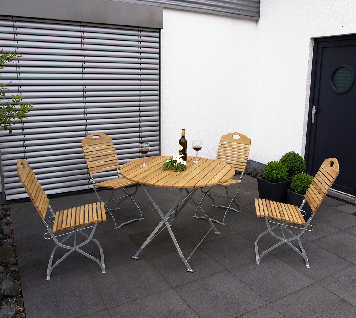 DEGAMO GartenEssgruppe BAD TÖLZ, (5tlg), (4x Stuhl, 1x Tisch rund