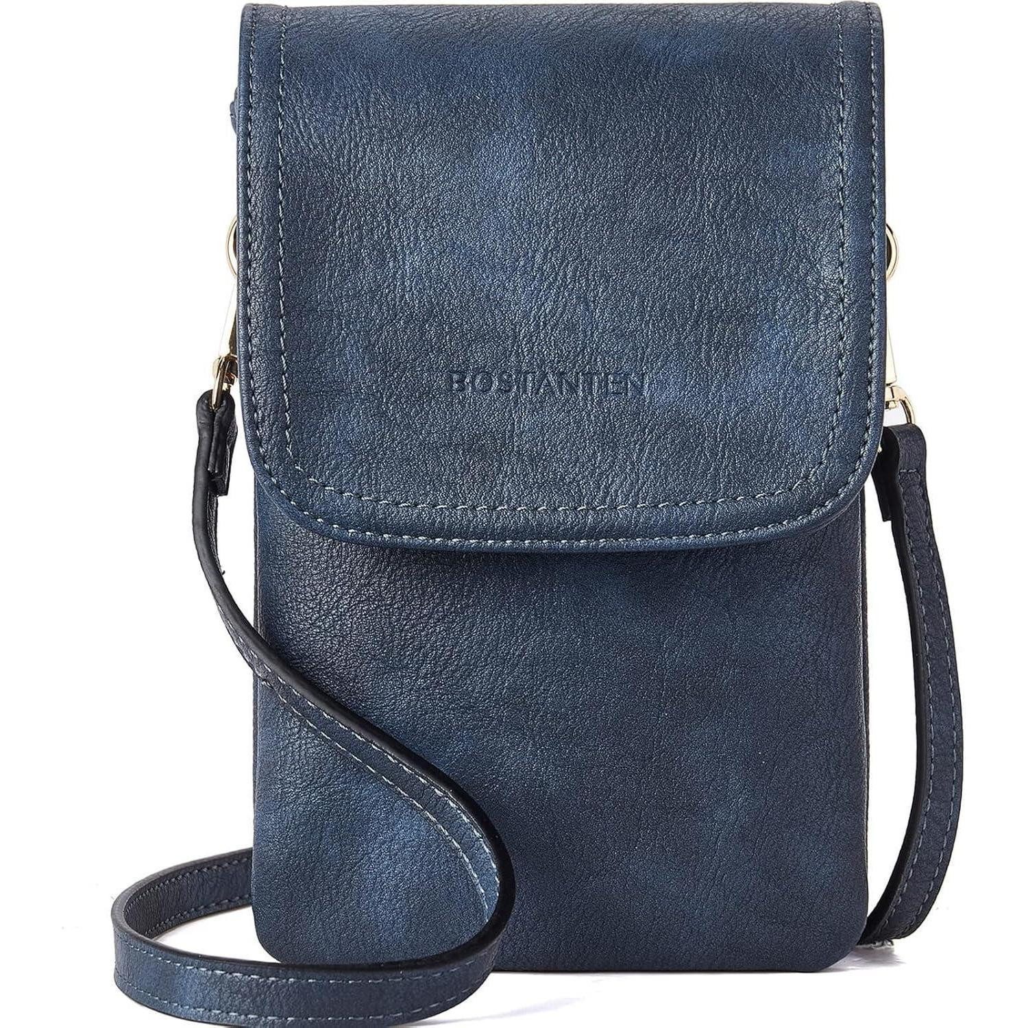 LuxusKollektion Handytasche Handytasche zum Umhängen Damen PU Leder Blau Gold Glänzend 6,5 Zoll
