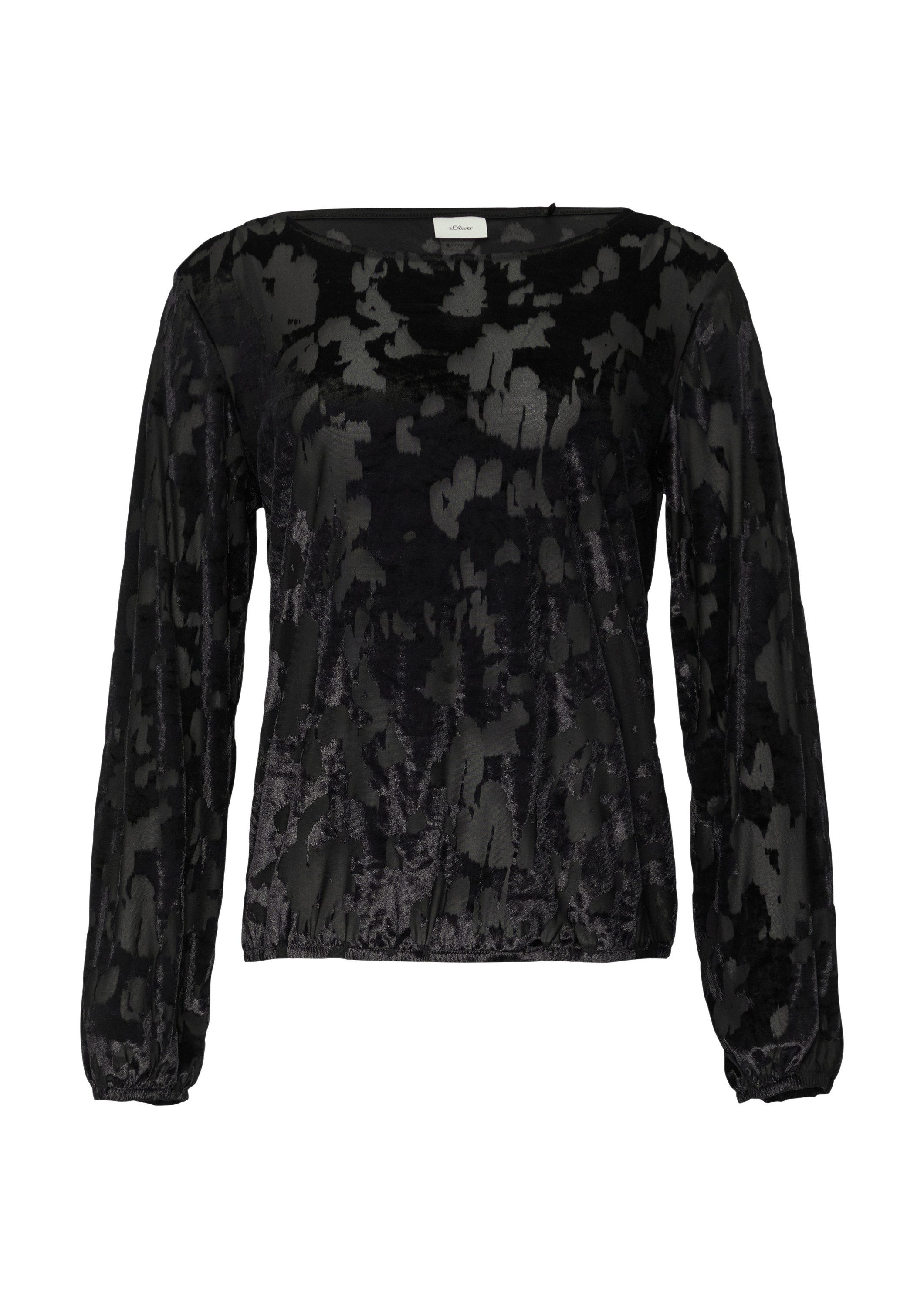 s.Oliver Langarmshirt T-Shirt Transparentes Samt-Longsleeve mit All-over-Mu günstig online kaufen