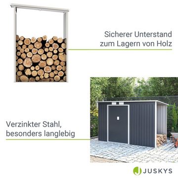 Juskys Kaminholzregal, für Geräteschuppen M, Anbau rechts, platzsparend, wetterfest, robust