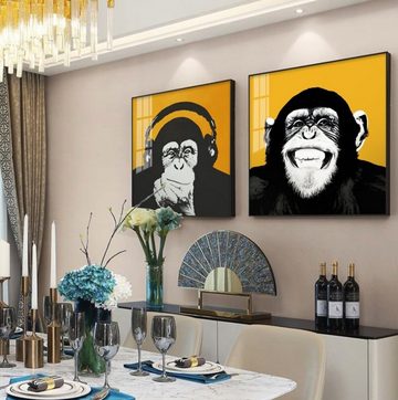 TPFLiving Kunstdruck (OHNE RAHMEN) Poster - Leinwand - Wandbild, Verschiedene Affenmotive (Verschiedene Größen), Farben: Leinwand bunt - Größe: 30x30cm
