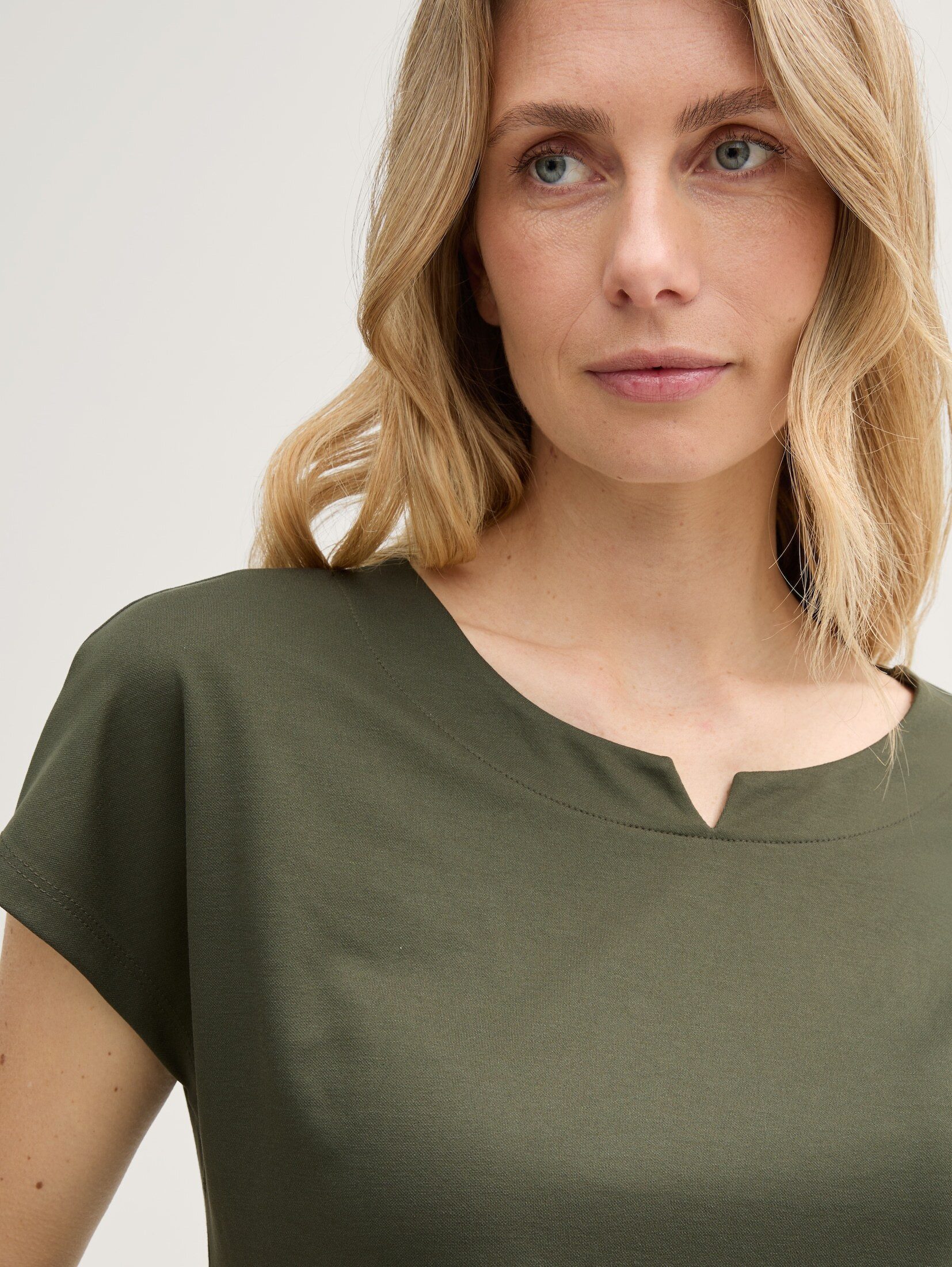 TOM TAILOR T-Shirt T-Shirt (im Einserpack) T-Shirt aus Materialmix