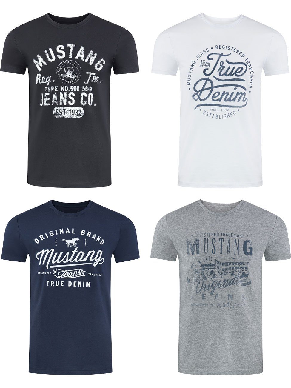 MUSTANG T-Shirt Herren Printshirt 4er Pack günstig online kaufen