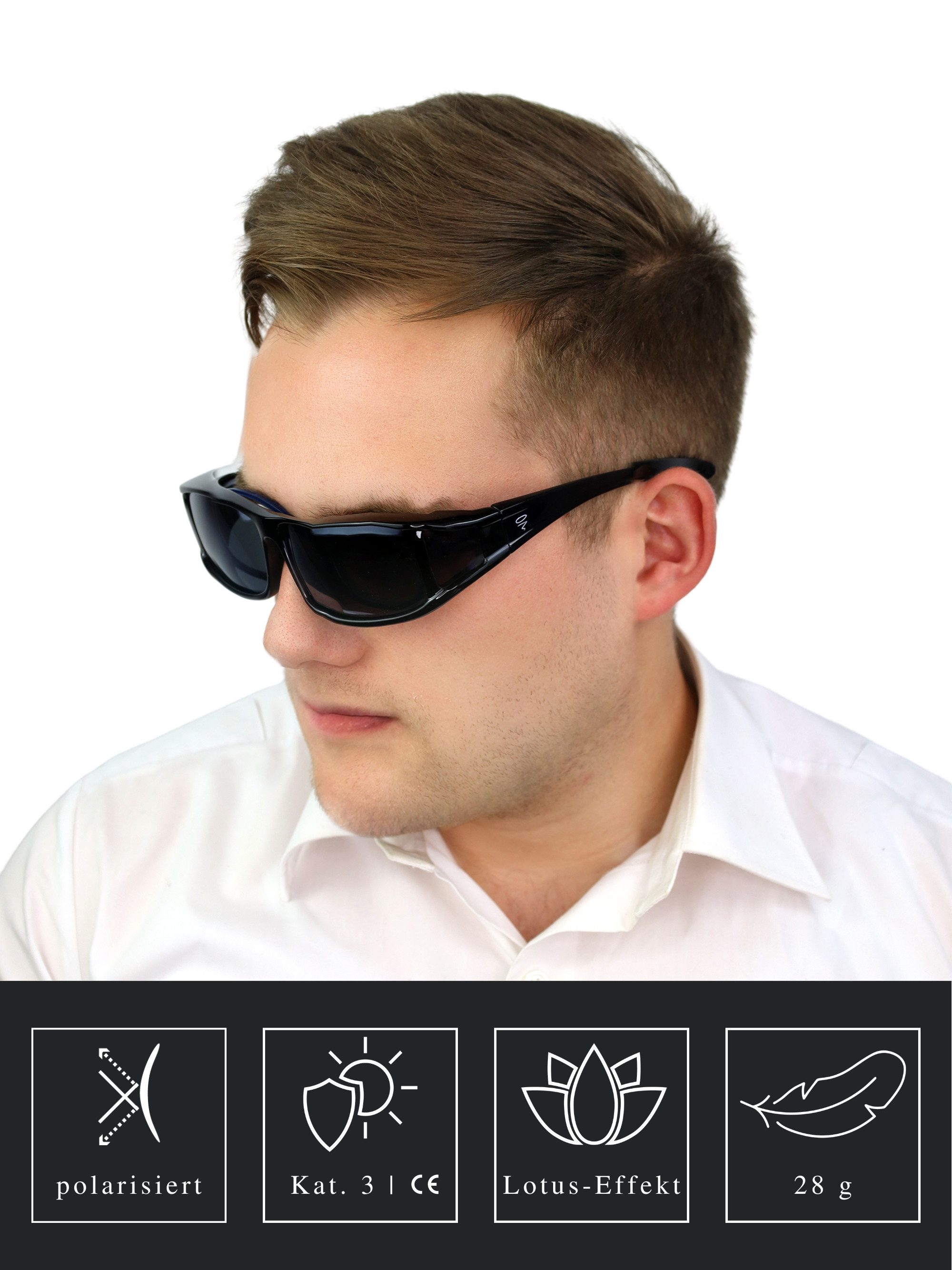 ActiveSol Sonnenbrille Überzieh-Sonnenbrille Classic, Herren polarisierte, UV-Schutz, Mit Seitenfenster – Bild 4 von 5