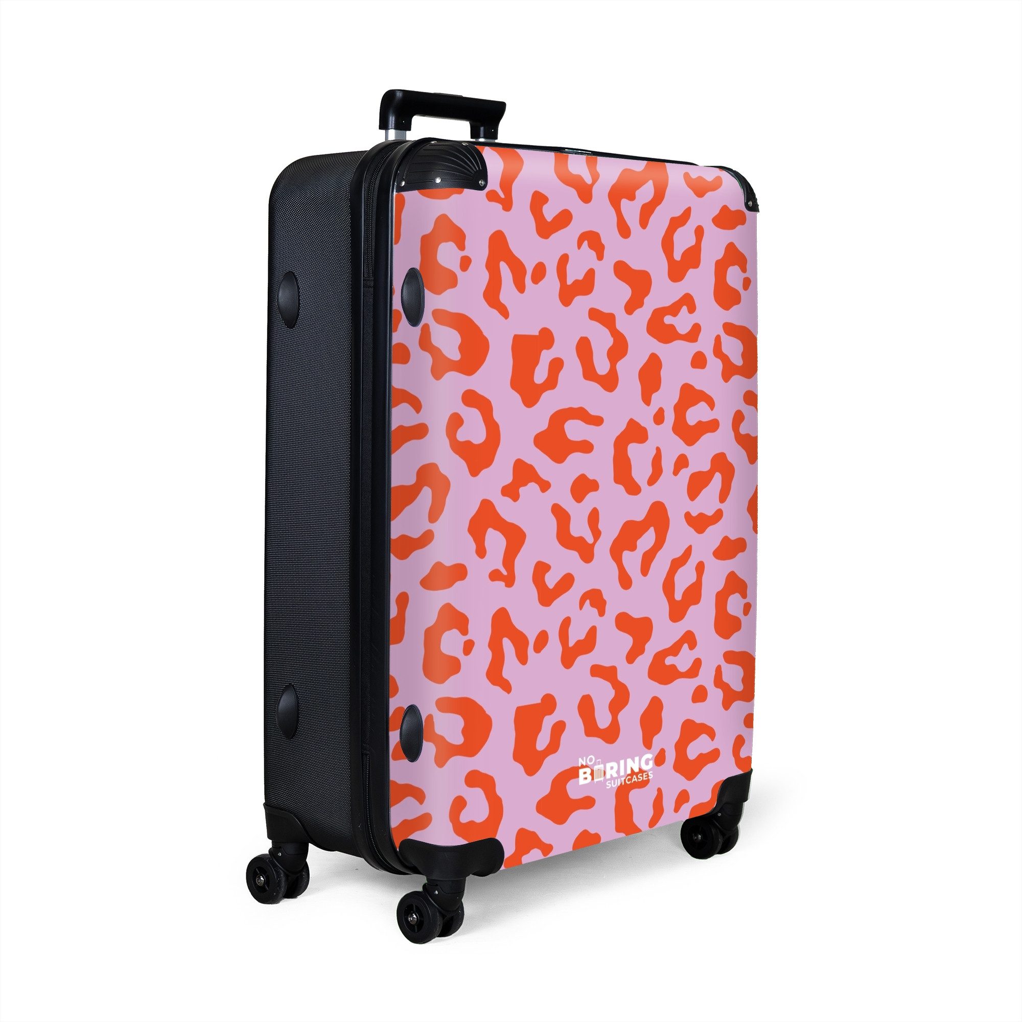 NoBoringSuitcases.com© Hartschalen-Trolley Rosa mit rotem Panther-Aufdruck günstig online kaufen
