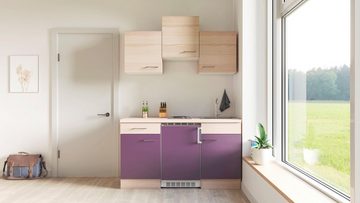 Flex-Well Küche Portland, Breite 150,5 cm, mit Unterbau-Kühlschrank, Kochfeld und Spüle