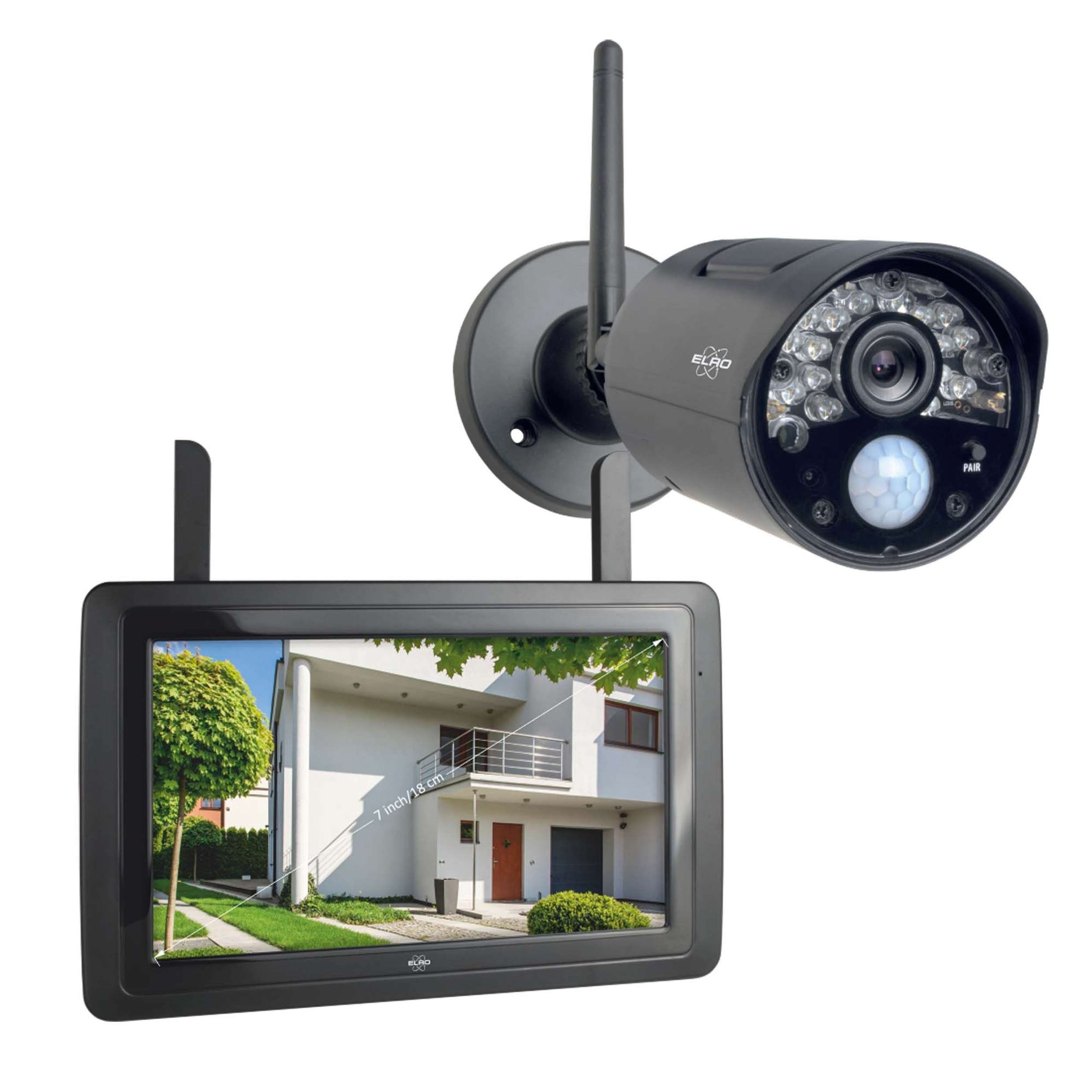 Elro CZ30RIPS Smart Home Kamera (Außenbereich, Innenbereich, HD  Überwachungs-Kamera Set mit 7” Bildschirm und App)