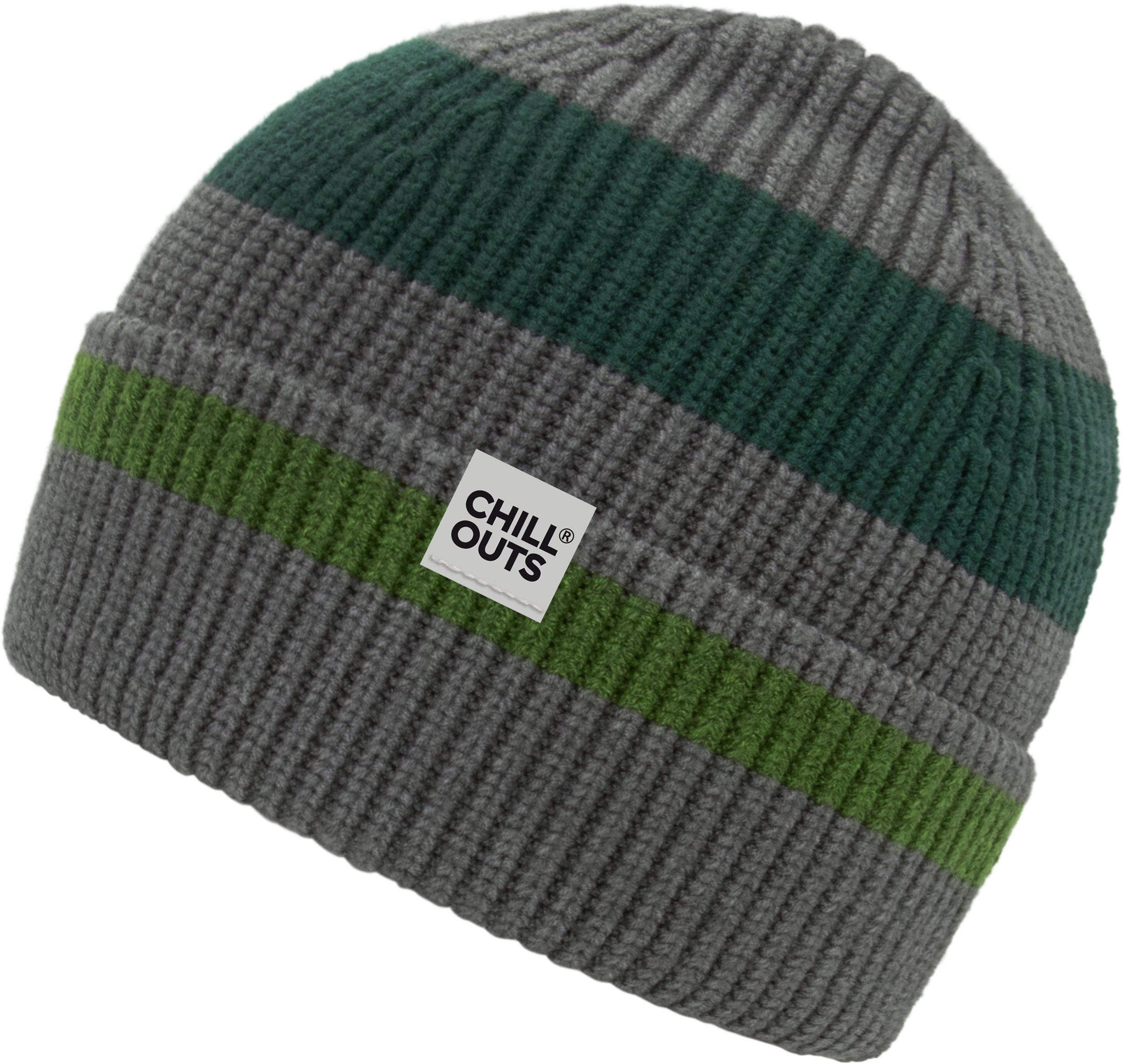 chillouts Beanie Bastian Hat mit sportlichem Streifen-Design, Logo-Label