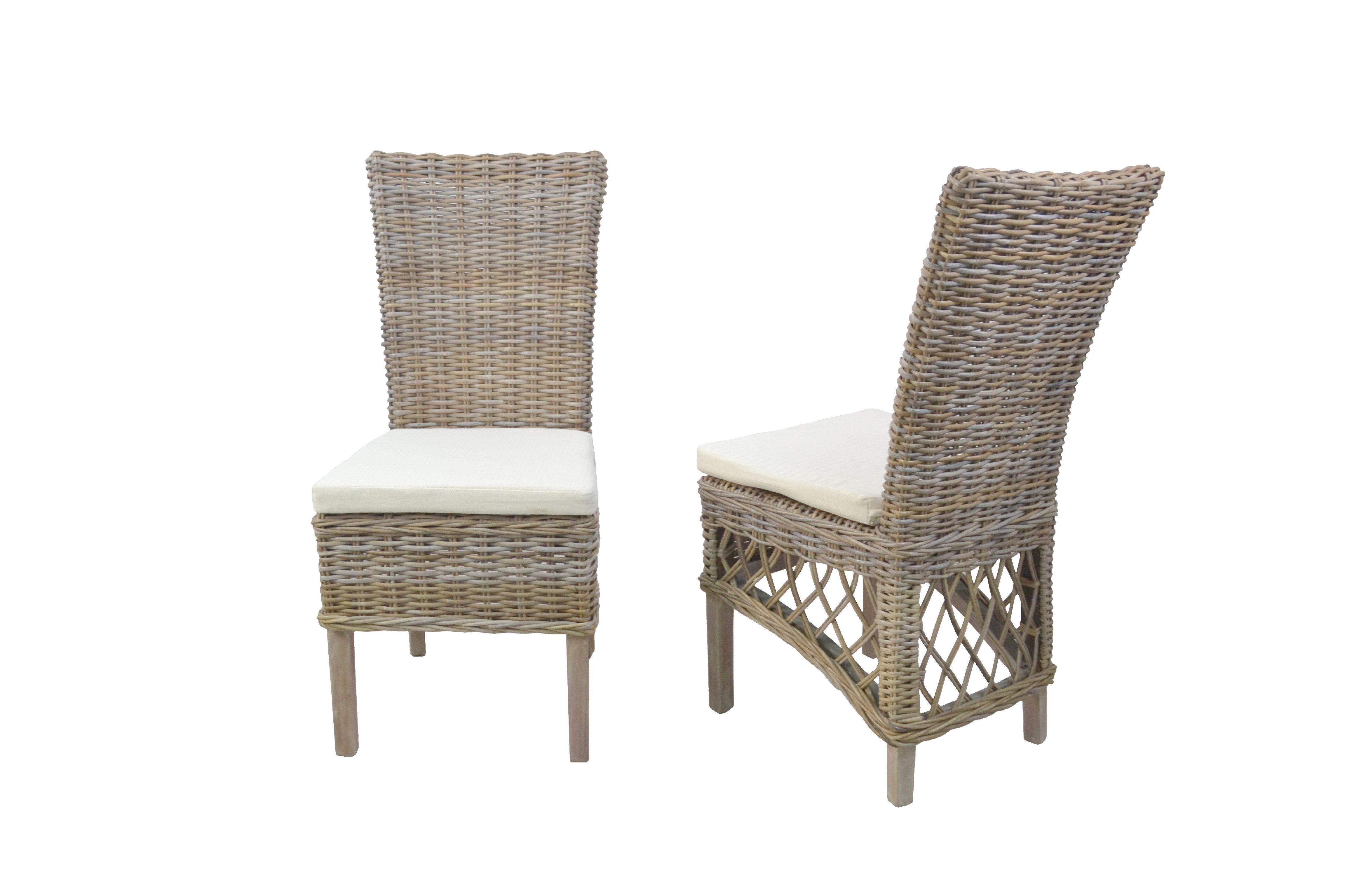 moebel-direkt-online Rattanstuhl 2Rattanstühle inklusive Sitzkissen (2er-Set), 2er-Set mit Sitzkissen