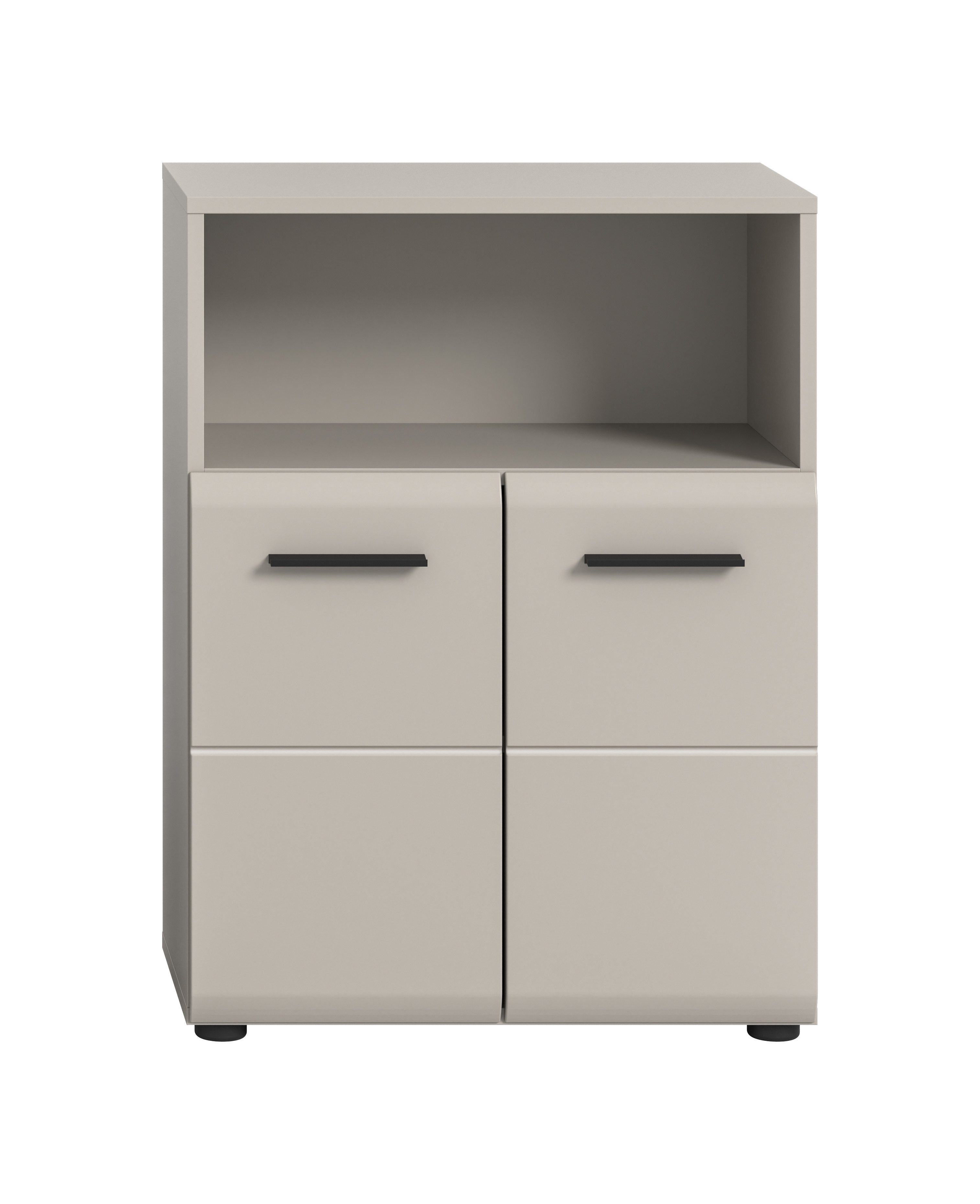 furnling Badkommode Standschrank Ivy, Midikommode mit 2 Türen & offenem Fach, MDF Front, Stauraumschrank Bad