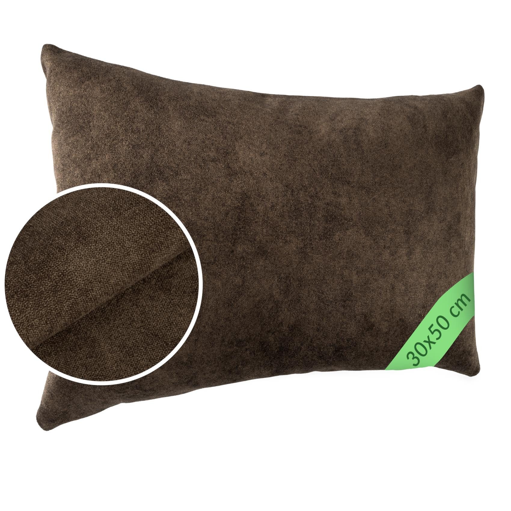Kisska Dekokissen Kissenhülle MAGIC atmungsaktiv Velour Zierkissen Ambiente Dekorieren, Kissenüberzug ohne Füllung Meliert-Optik 50x30cm Einfarbig Dunkelbraun