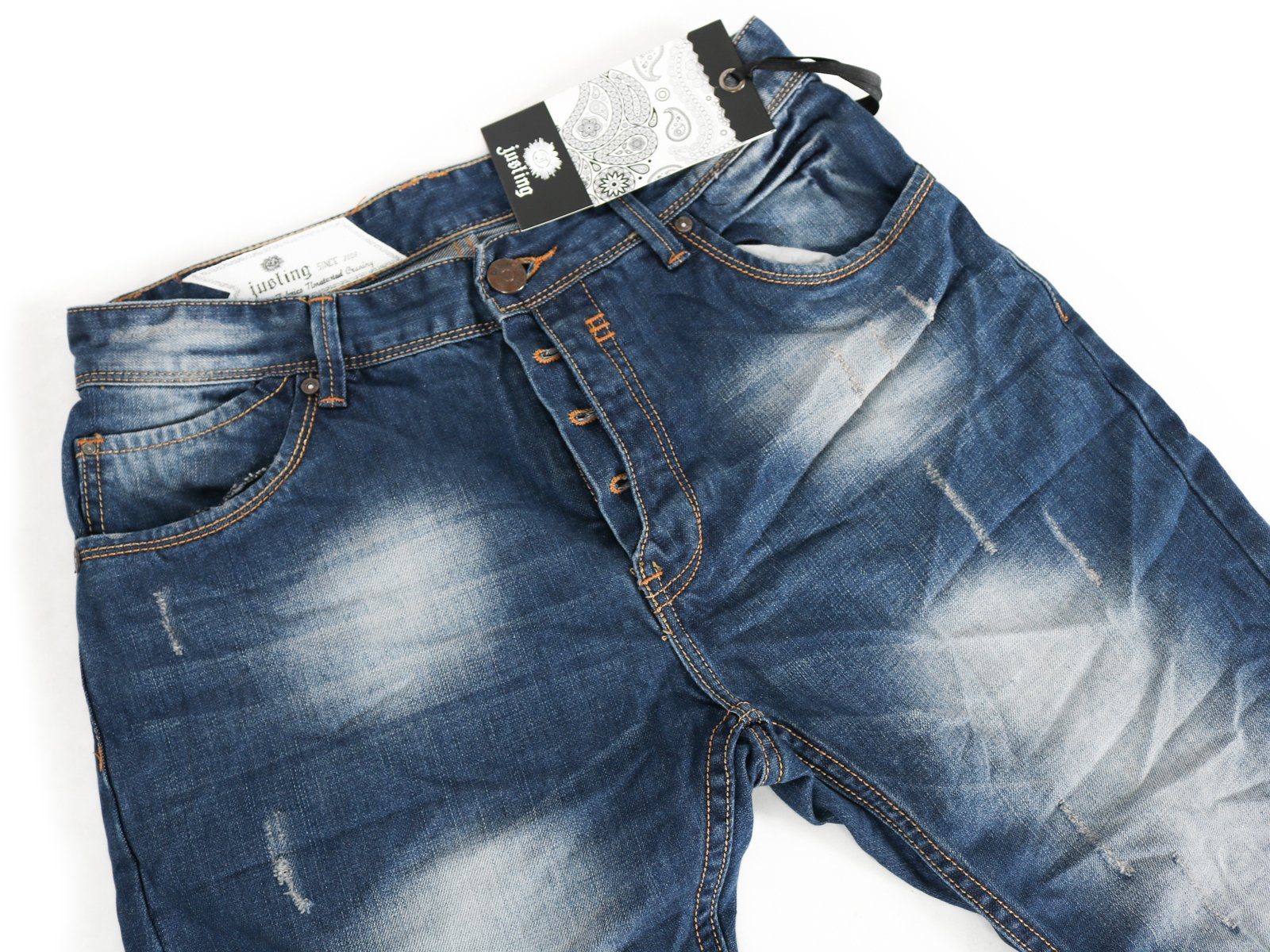 - ST-03058#D Kontrastnähten mit Justing Hose Tapered-fit-Jeans