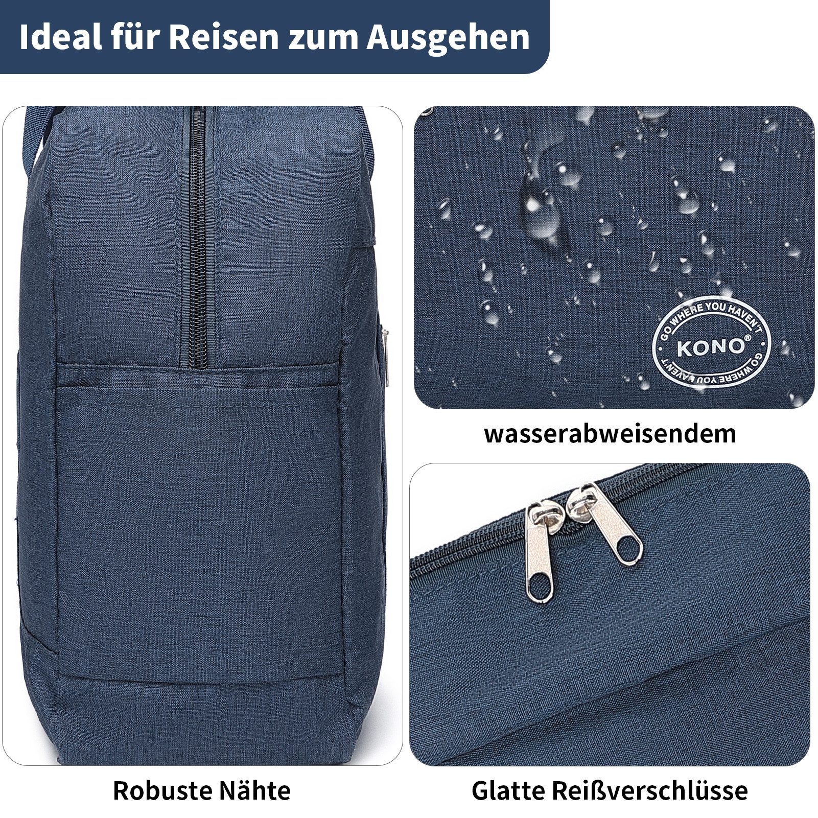 KONO Reisetasche Faltbar Damen Handgepäck Tasche Wasserdicht