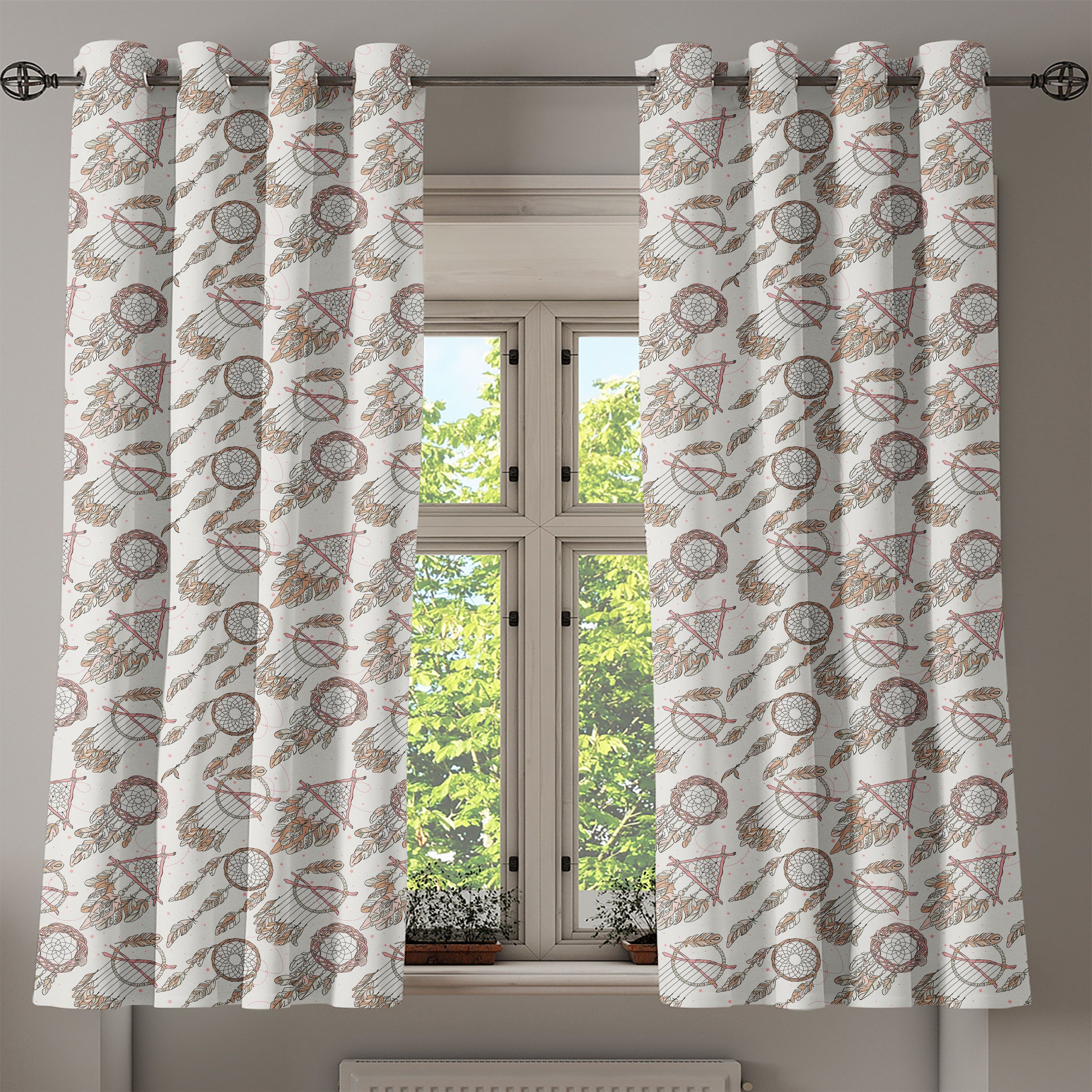 Schlafzimmer Dreamcatchers Abakuhaus, für Einheimischer Dekorative Wohnzimmer, Gardine 2-Panel-Fenstervorhänge Feder