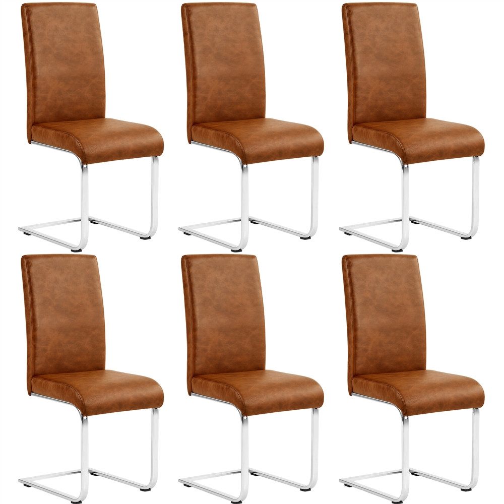 Yaheetech Esszimmerstuhl 2/4/6-er Küchenstuhl (6 St), Schwinger Polsterstuhl mit Ergonomischer Rückenlehne & Metallbeine