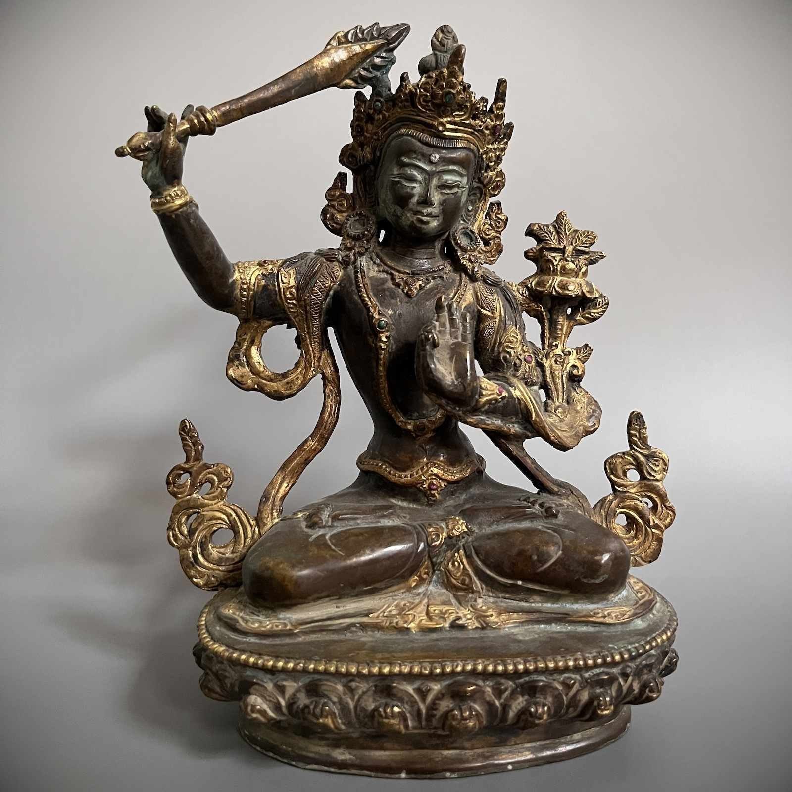 Buddha Buddhafigur LifeStyle Figur vergoldet Manjushri Bronze Asien - aus