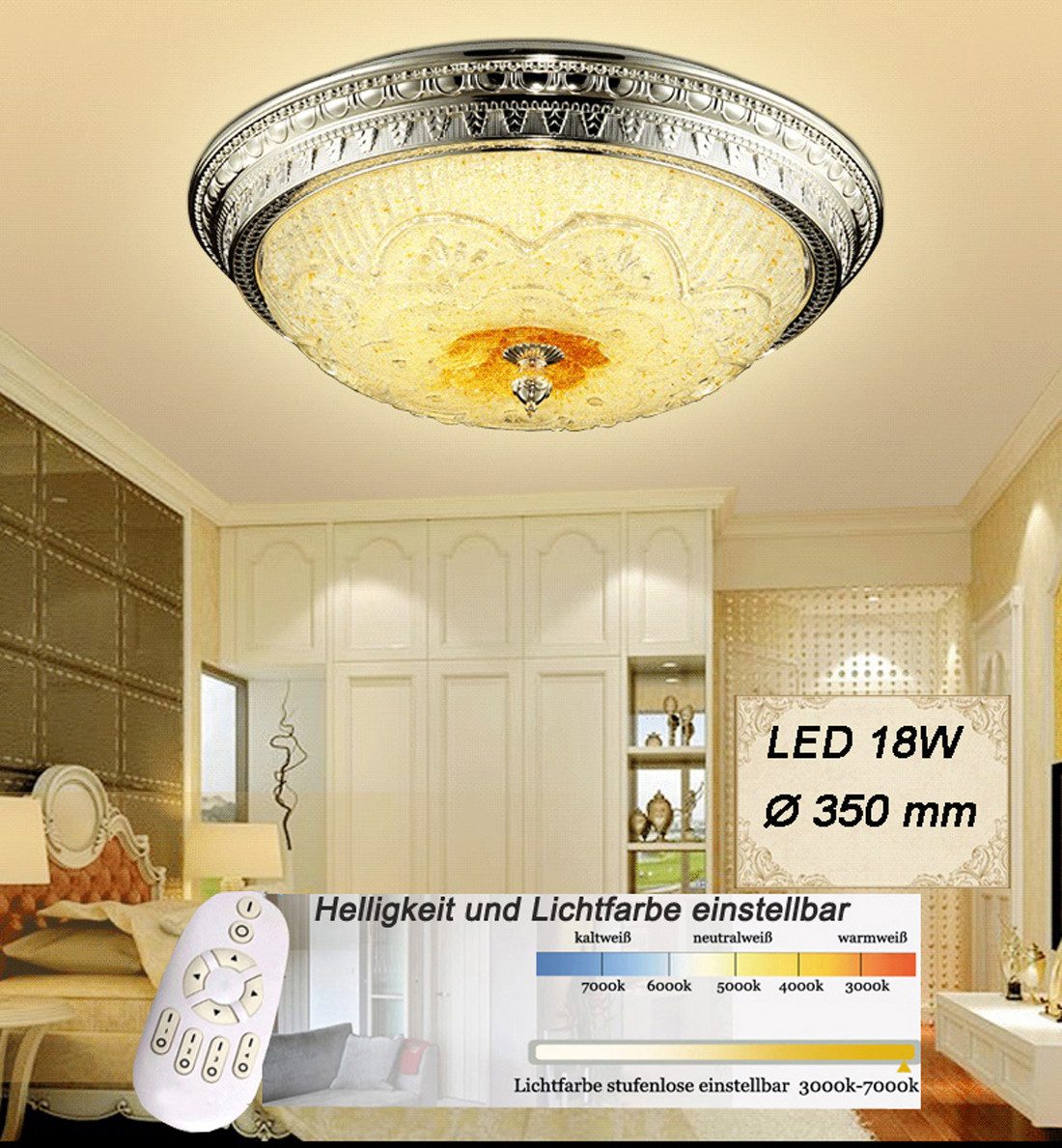 Euroton LED Deckenleuchte LED Kristalleuchten klare schöne Deckenleuchten mit Fernbedienung, LED fest integriert, Einstellbar, Sehr hochwertig und Schick