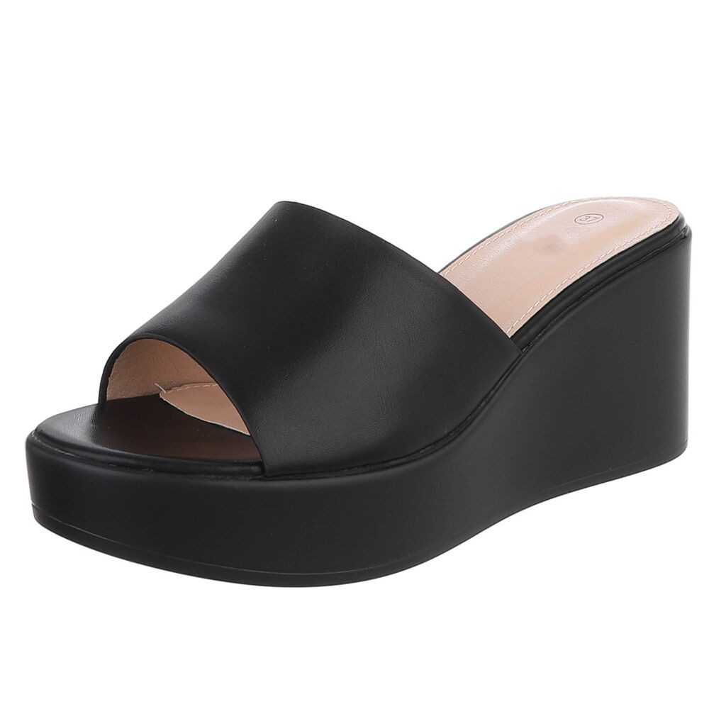 Ital-Design Moderne Wedge-Sandalen mit Plateau für Damen Plateausandaletten (91409377) Keilabsatz/Wedge Keilsandaletten in Schwarz