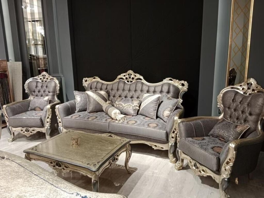 Made Sofa 2x Wohnzimmer-Set 3+3+1 Sessel set, (3-St., JVmoebel Exklusives Sessel), Sofas Sofagarnitur Europe 2x + in 3tlg set Luxuriöses