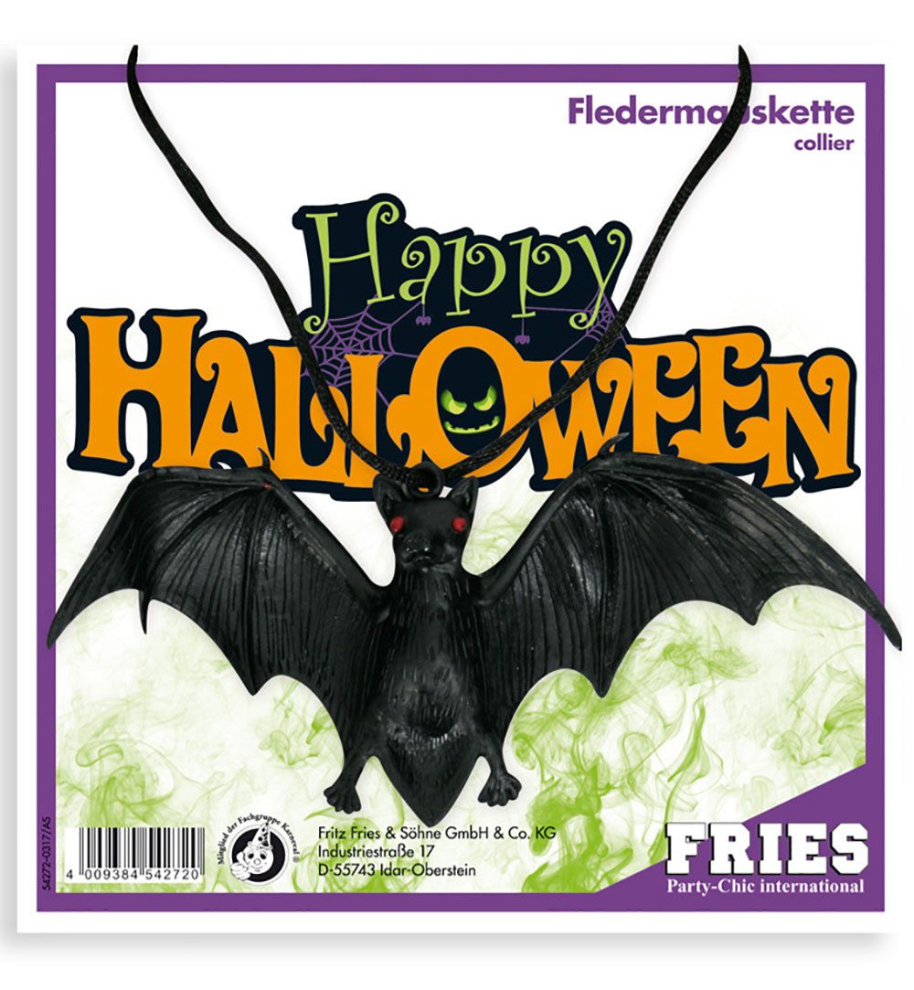 Fries Kette mit Anhänger Fledermauskette Fledermaus Halskette Schwarz Halloween Karneval (1-tlg), Fledermaus Halskette