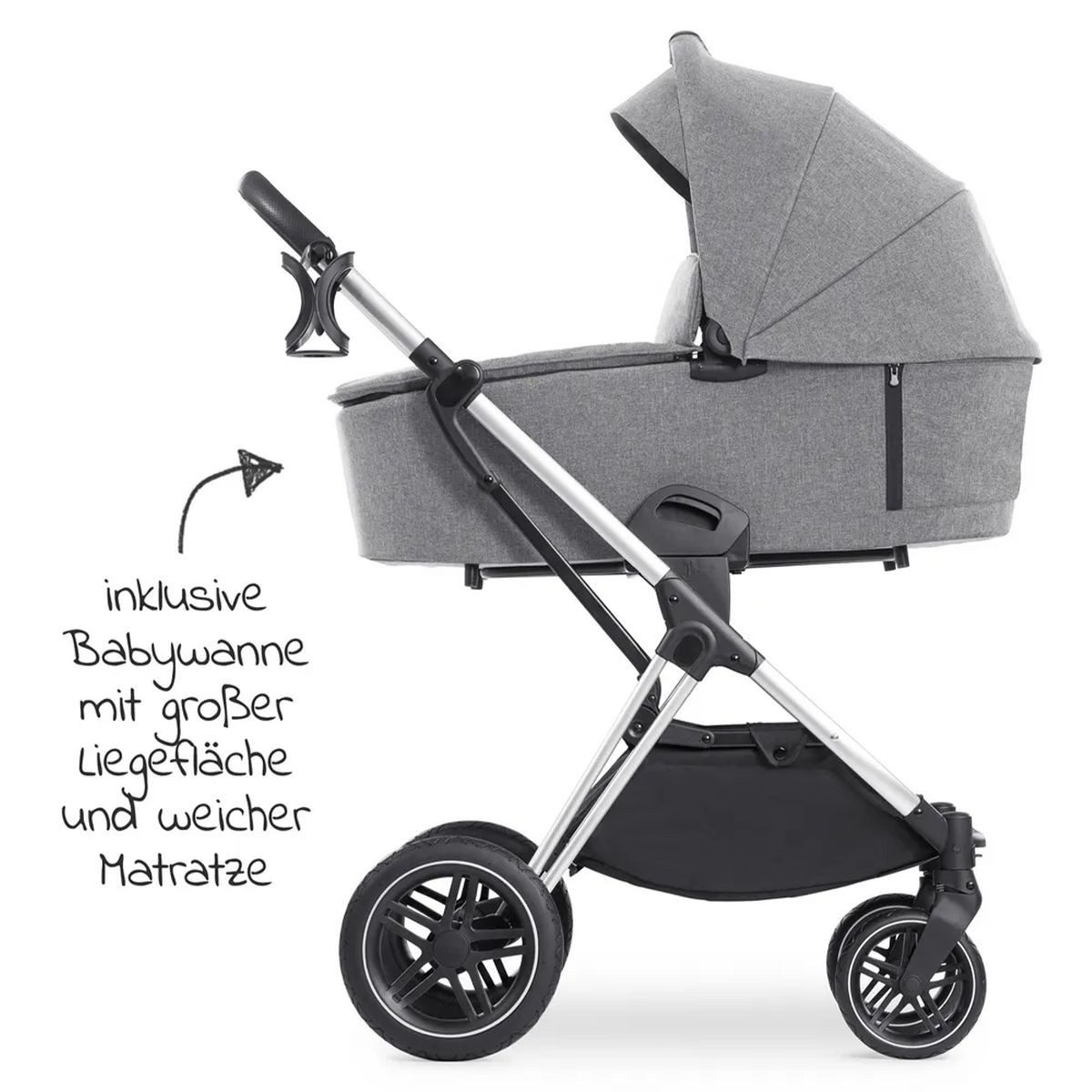 Hauck Kombi-Kinderwagen Vision X Duoset Black - Melange Grey, 2in1 Kinderwagen Buggy Set mit Babywanne & Sportsitz