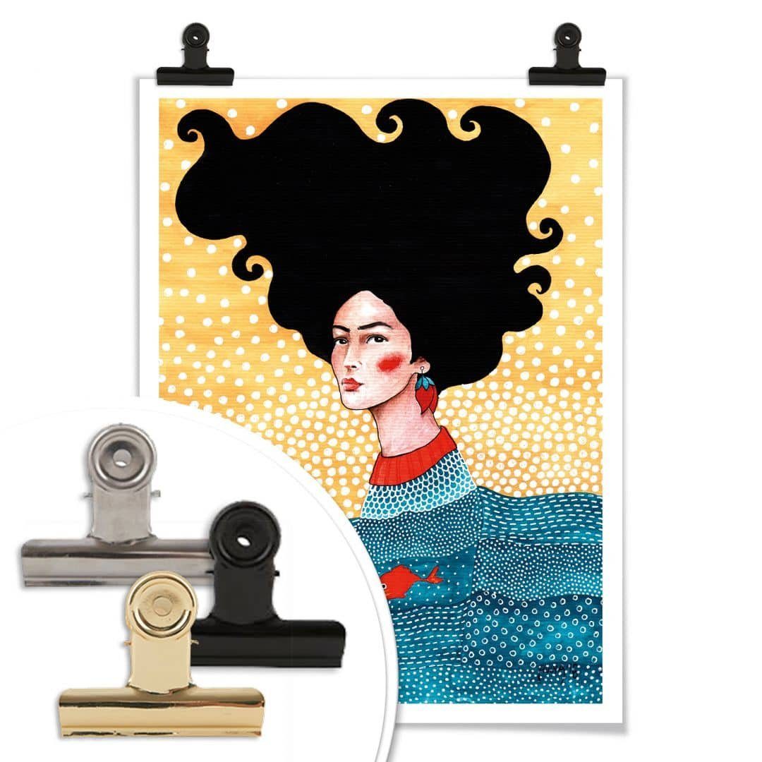 K&L Wall Art Poster Poster Hülya kraftvolles Portrait Sommer Drüber und Drunter, Wohnzimmer Wandbild modern