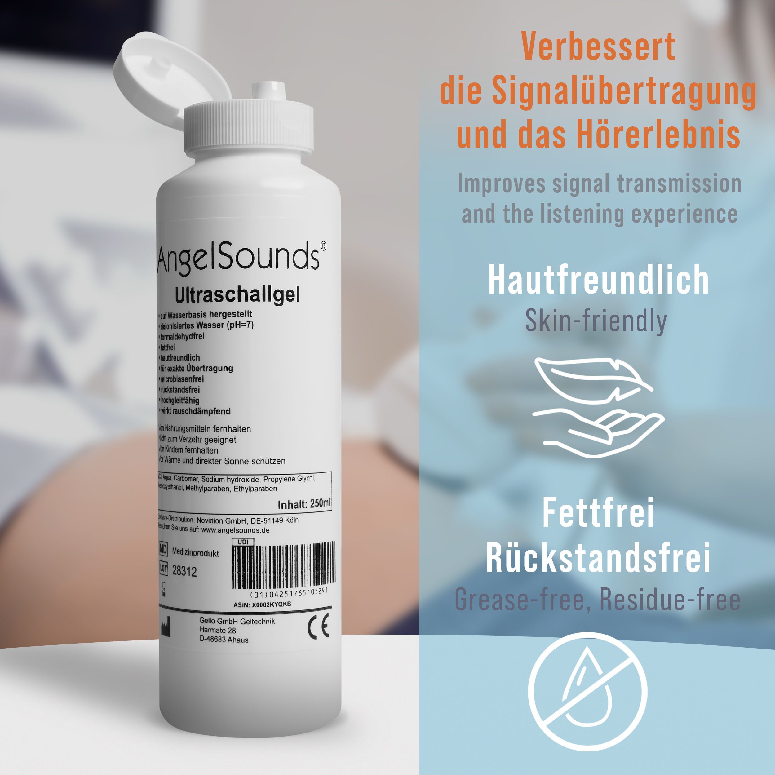 AngelSounds Babyphone Ultraschallgel - Fetal-Doppler & Sonographie Gel (3x 250ml)
