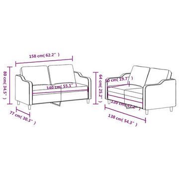 vidaXL Sofa 2-tlg. Sofagarnitur mit Kissen Schwarz Stoff