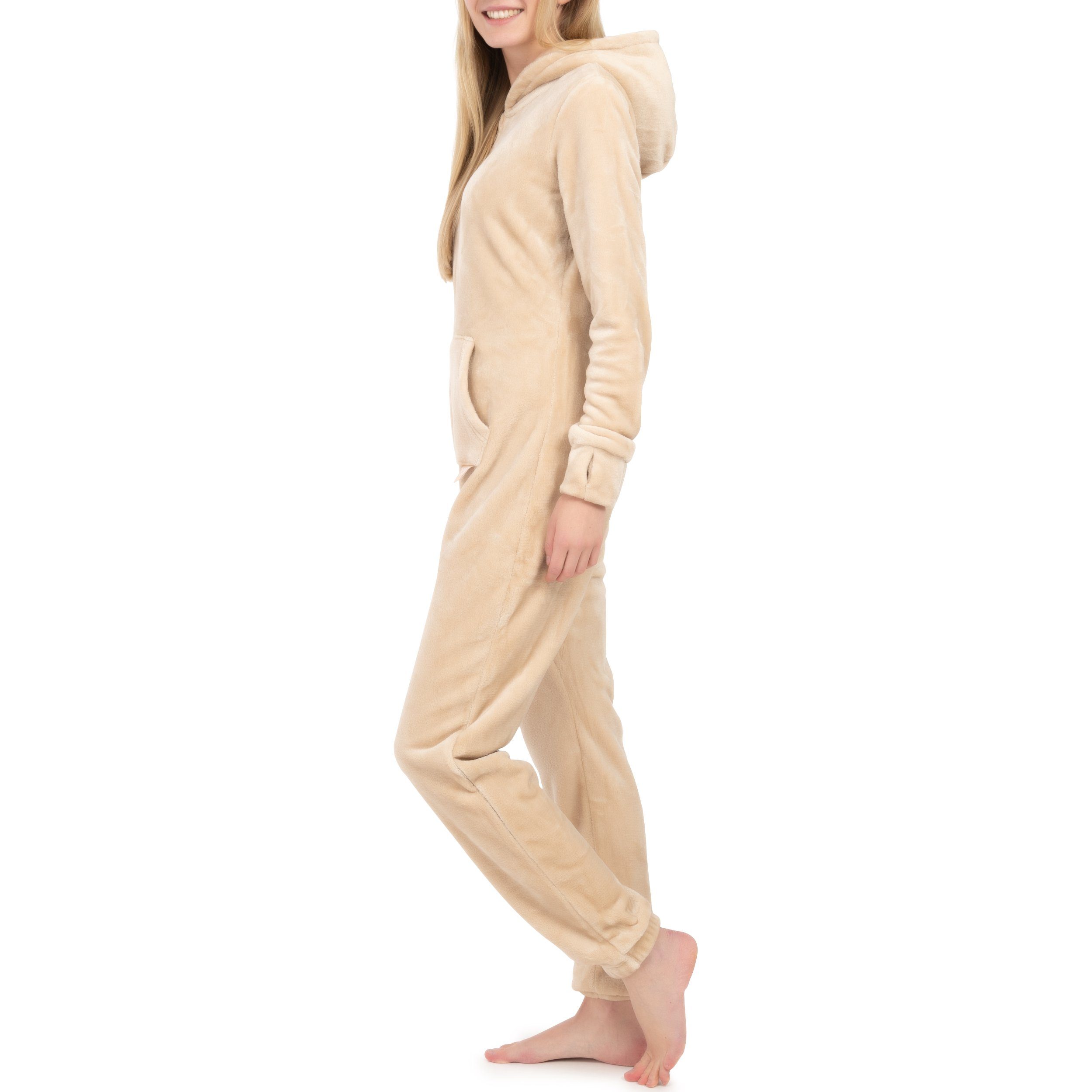 Basisstoff Jumpsuit Kitten Damen Jumpsuit Teddy Fleece Einteiler Overall günstig online kaufen