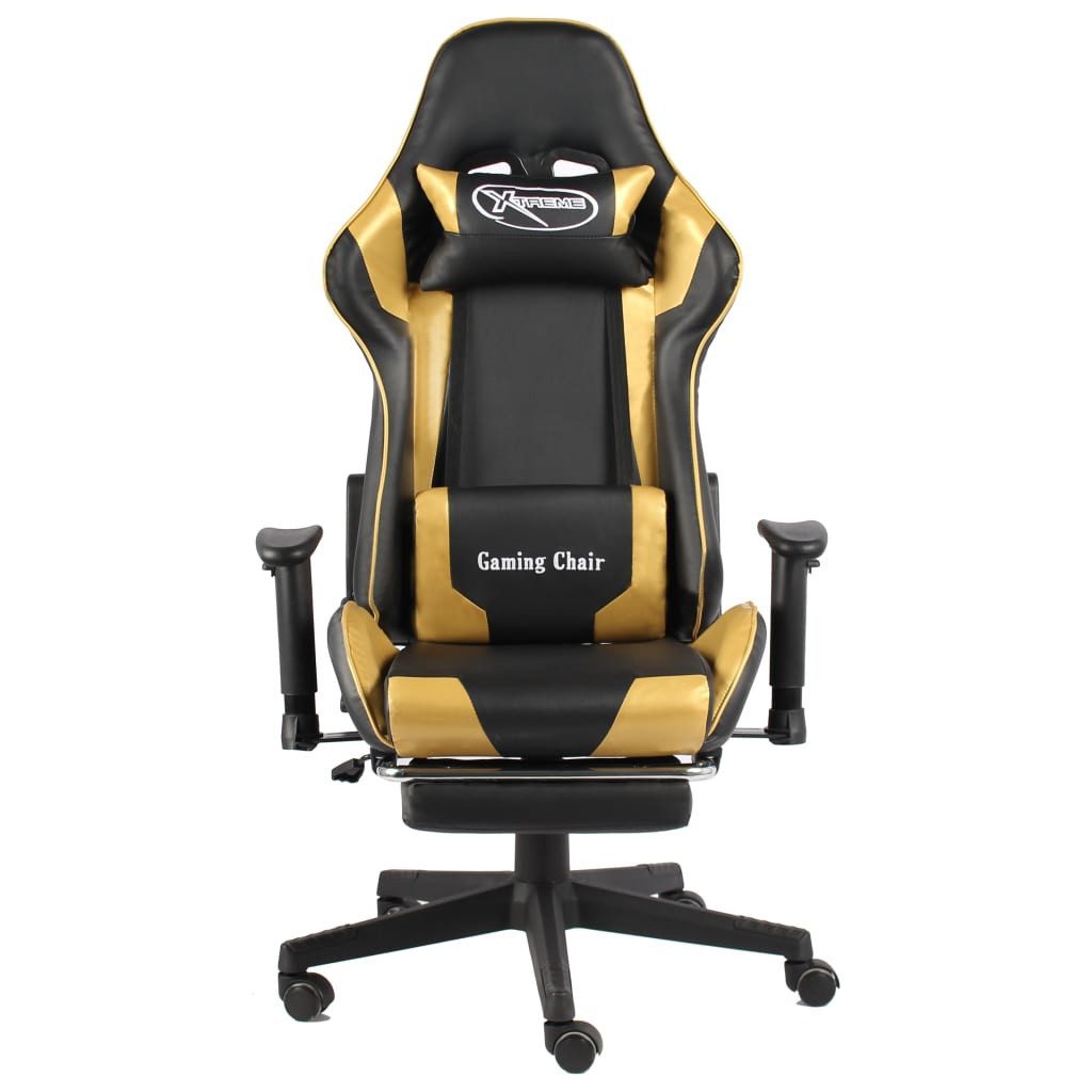 vidaXL Gaming-Stuhl Gaming-Stuhl mit Fußstütze Drehbar Golden PVC (1 St)
