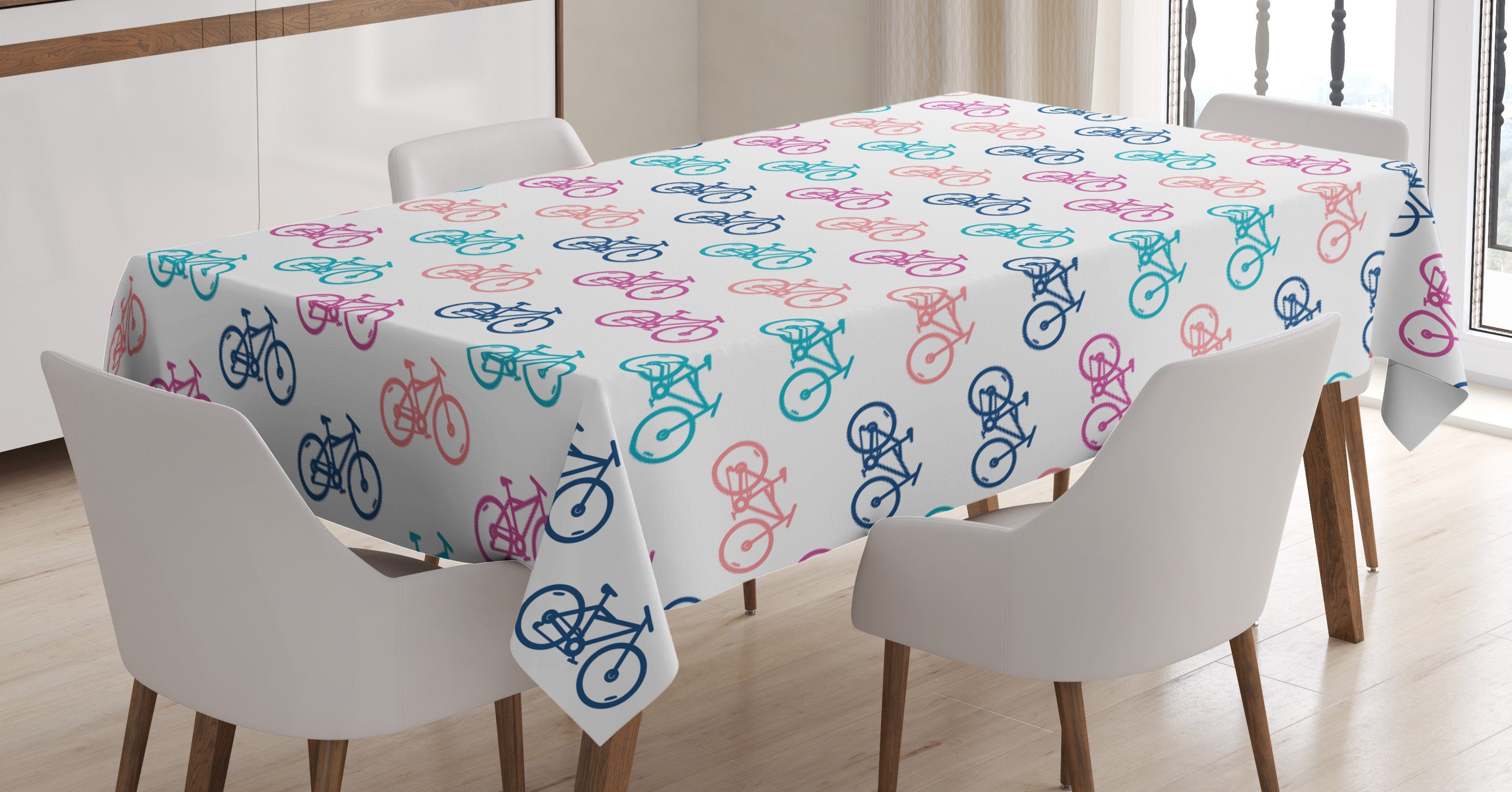 Abakuhaus Tischdecke Farbfest Waschbar Für den Außen Bereich geeignet Klare Farben, Fahrrad Bunte Fahrrad-Wiederholung