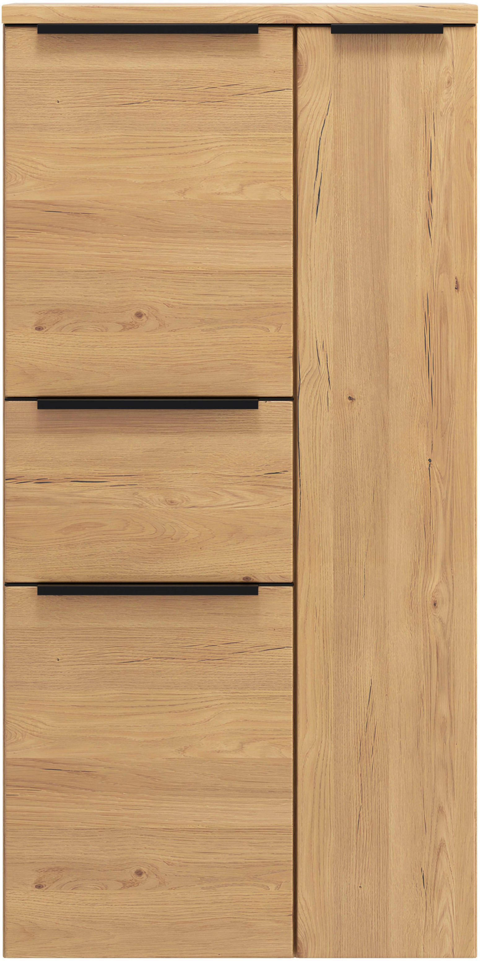 welltime Midischrank MAILAND, Softclose-Auszug, gedämpfte Scharniere, hochwertiges MDF (Maße (B/H/T): ca. 65/130/35 cm) Wildeiche, gedämpfte Scharniere und Softclose-Auszug